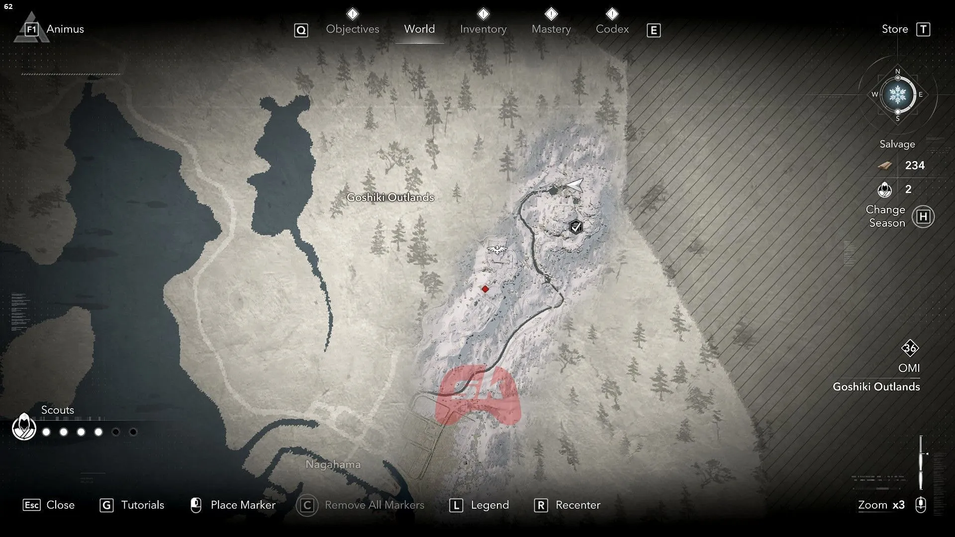 Location of the Call of the Void Tanto in Assassin's Creed Shadows (Image via Sportskeeda Gaming || Ubisoft)