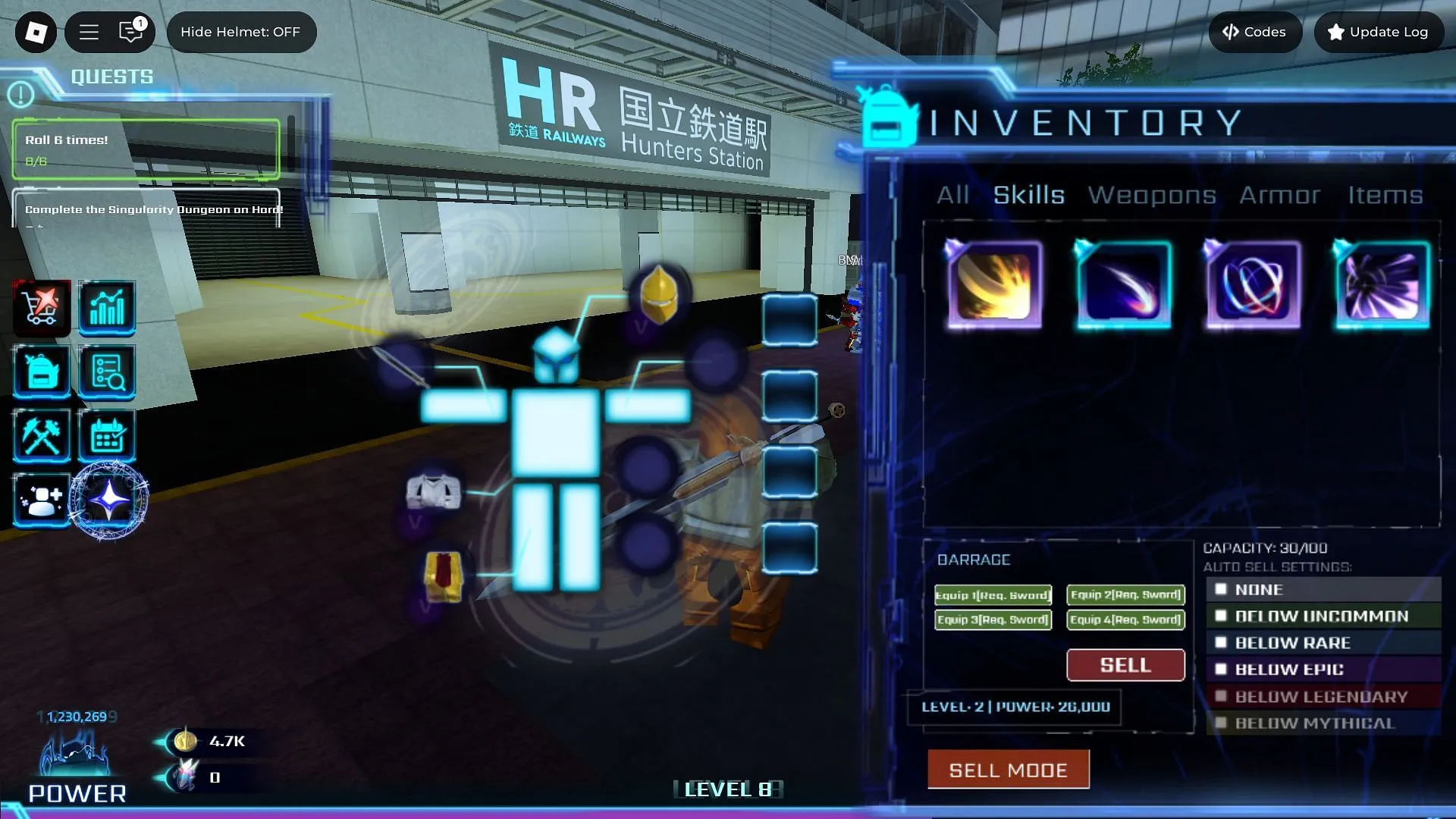 The Skills inventory (Image via Roblox) The Skills inventory (Image via Roblox)