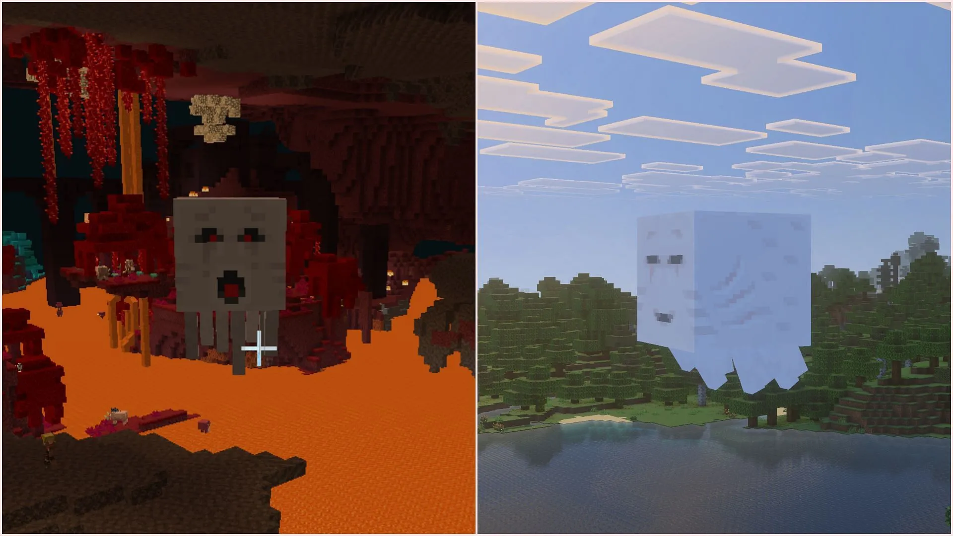 Happy ghasts could shoot powerful snowballs as projectiles
