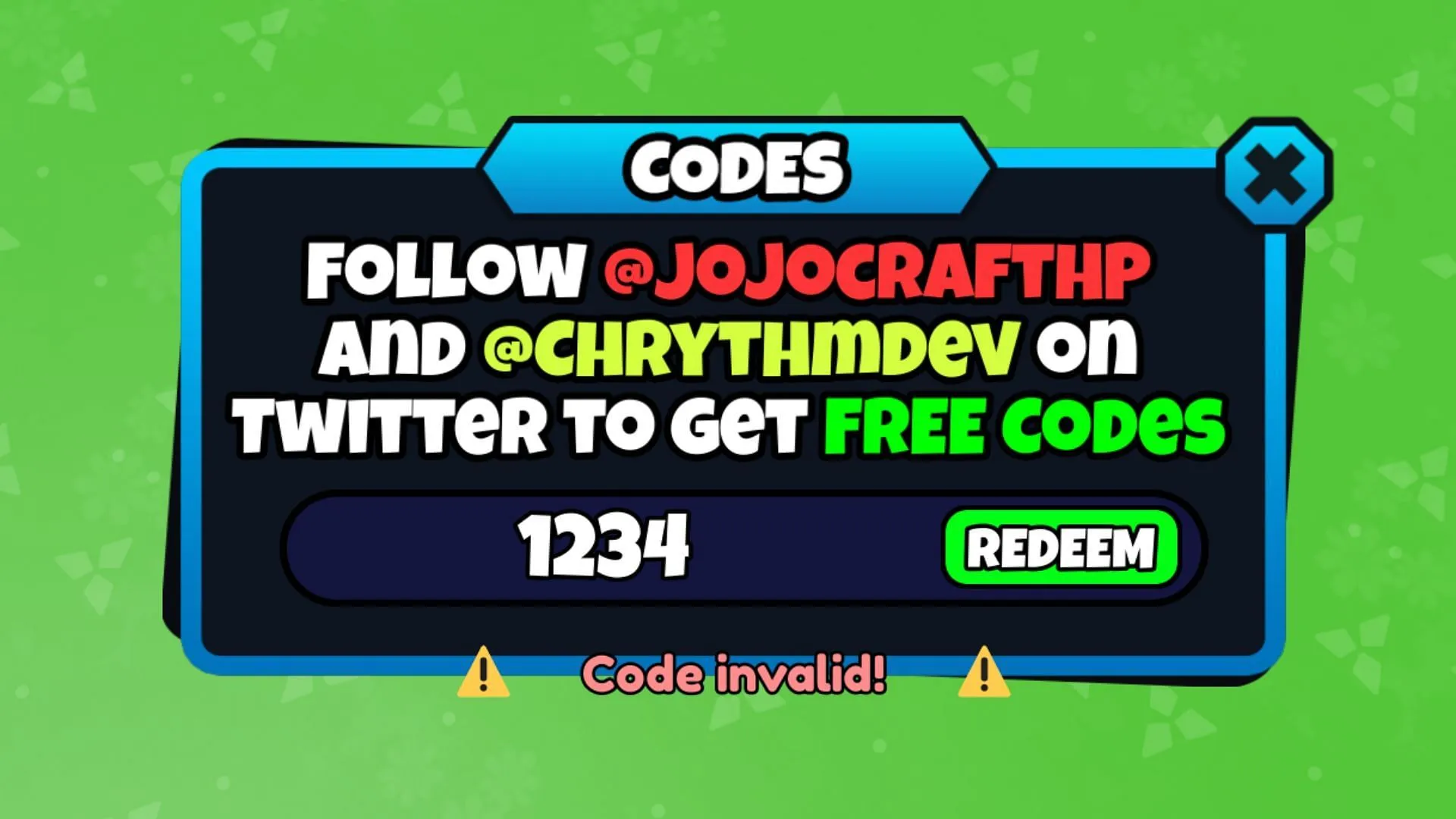 Power Fighting Tycoon invalid code issue (Image via Roblox)