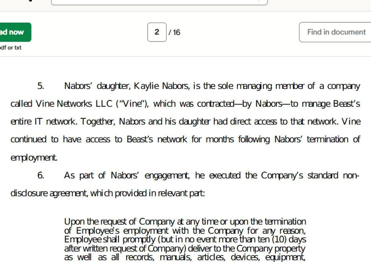 Nabors's daughter Kaylie was also named in the lawsuit (Image via www.scribd.com)