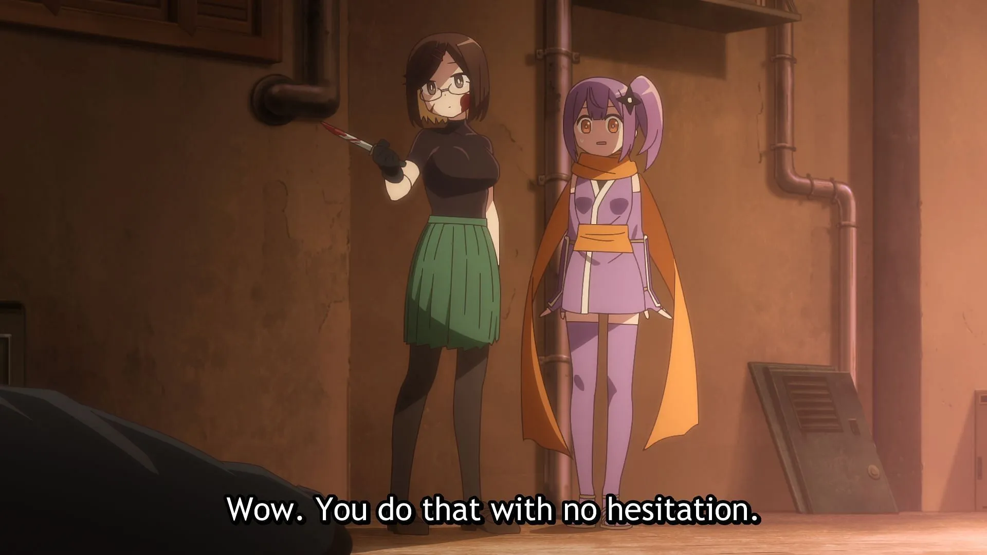 A Ninja and an Assassin Under One Roof episode 1 officially cements Satoko and Konoha's killing partnership (Image via Shaft) A Ninja and an Assassin Under One Roof episode 1 officially cements Satoko and Konoha's killing partnership (Image via Shaft)