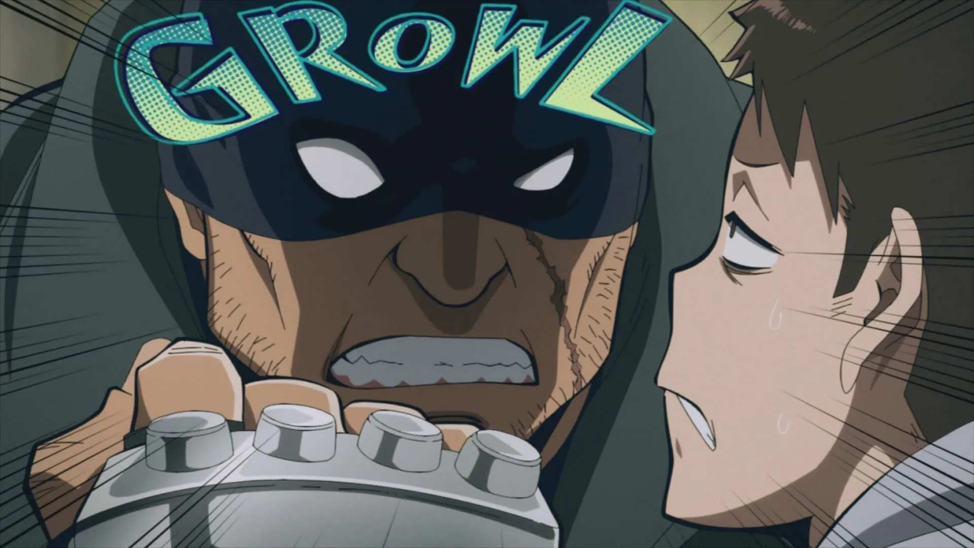 Knucklehead coerces Koichi to join him in My Hero Academia: Vigilantes episode 1 (Image via Bones Film)