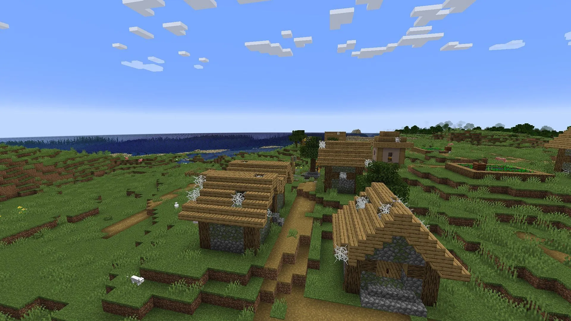 Restore this abandoned village if you want some adventure (Image via Sportskeeda Gaming || Mojang Studios) Restore this abandoned village if you want some adventure (Image via Sportskeeda Gaming || Mojang Studios)