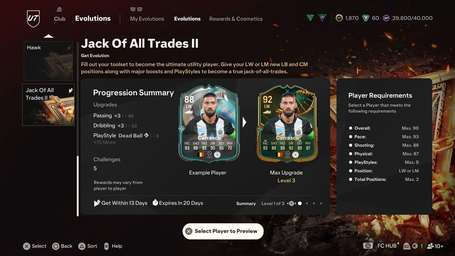 Carrasco is eligible (Image via EA Sports)
