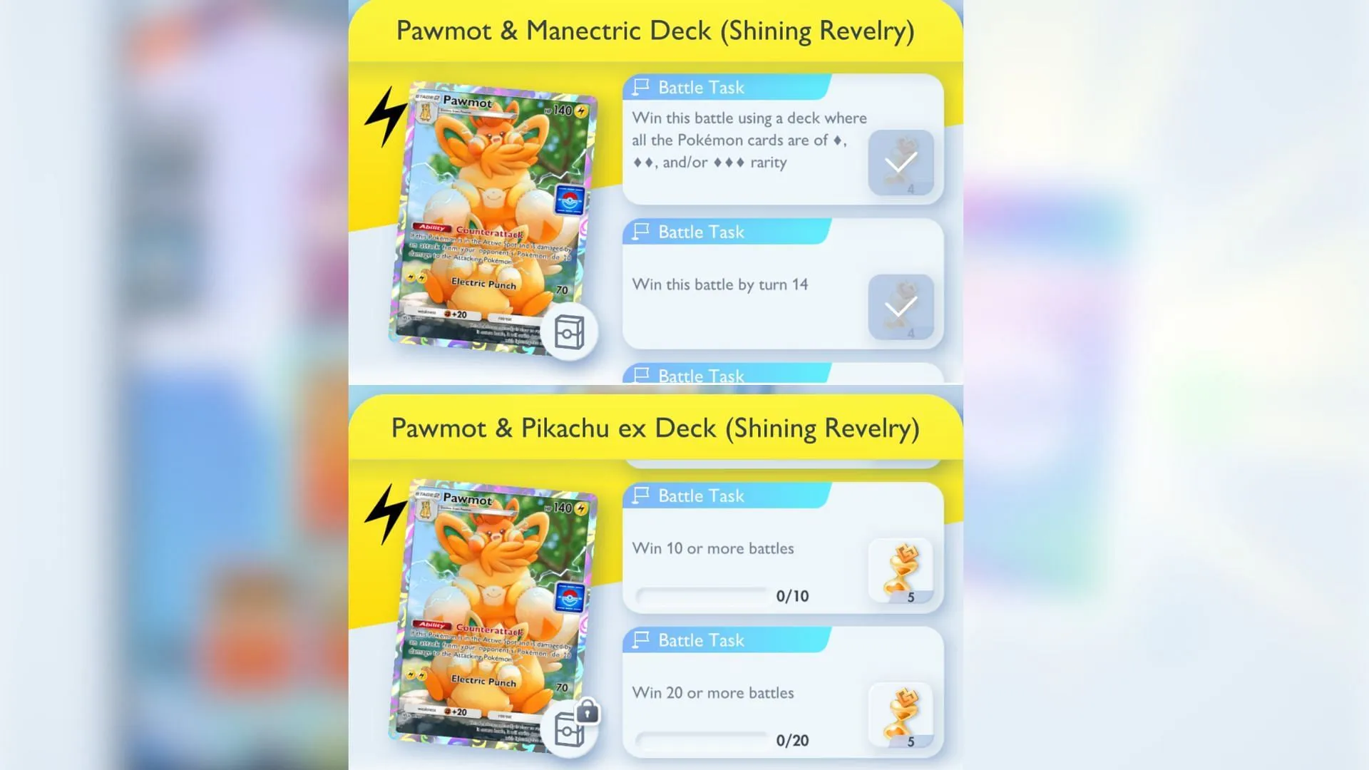 Pokemon TCG Pocket Pawmot Drop event: missions and rewards (Image via The Pokemon Company) Pokemon TCG Pocket Pawmot Drop event: missions and rewards (Image via The Pokemon Company)