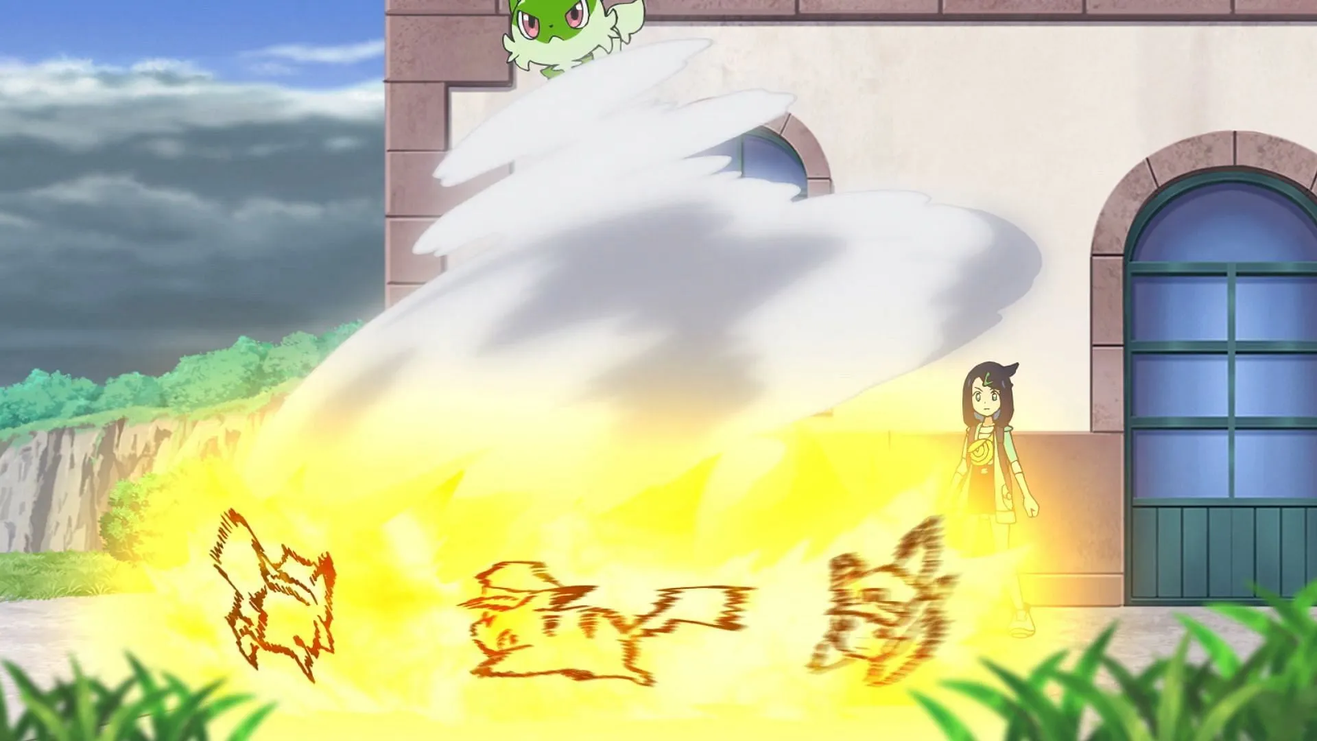 Pikachu using an improvised Volt Tackle in Pokemon Horizons (Image via The Pokemon Company)