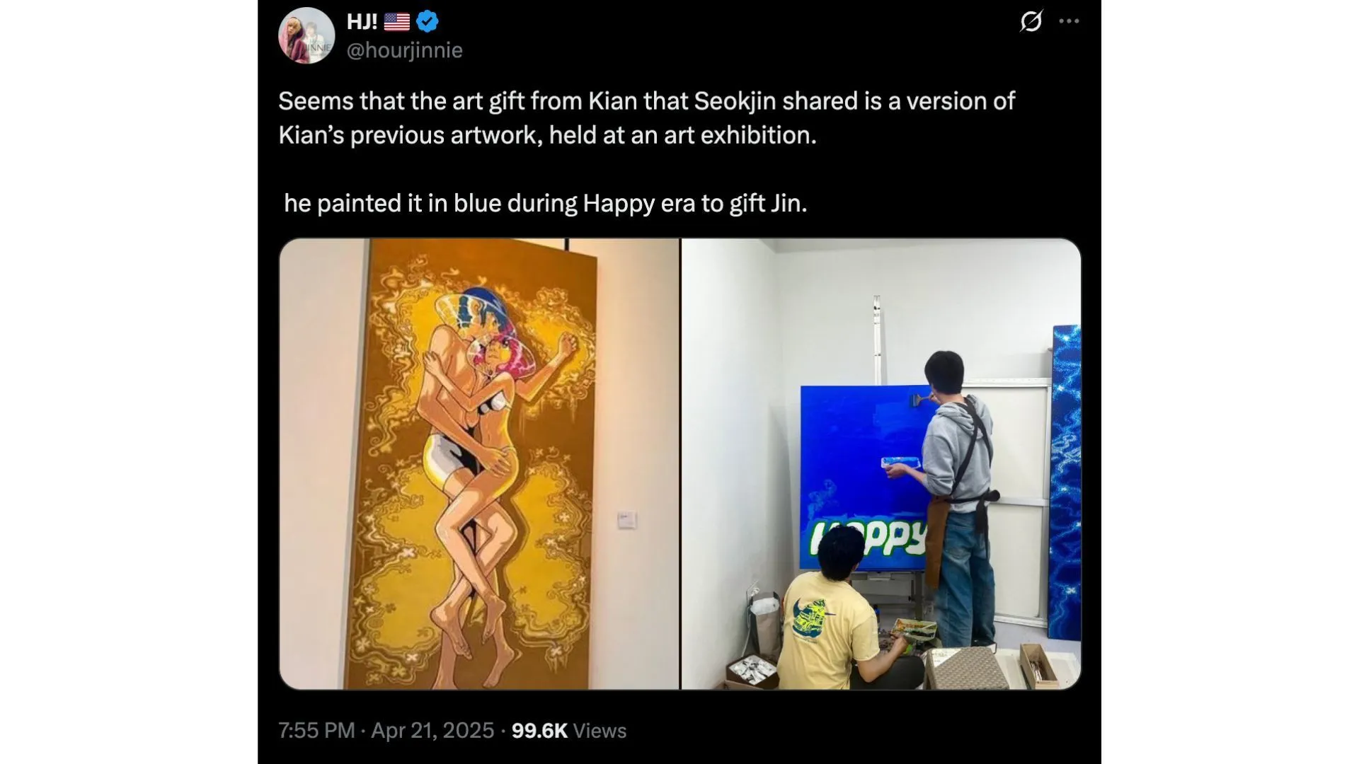 A picture of the BTS idol with Kian went viral online. (Image via X/@hourjinnie)