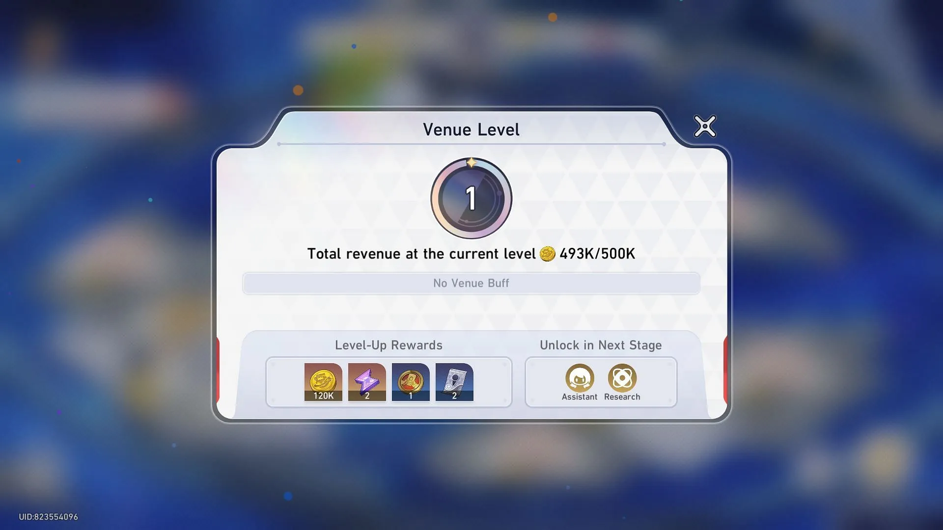 The Venue Level screen (Image via Sportskeeda Gaming || HoYoverse) The Venue Level screen (Image via Sportskeeda Gaming || HoYoverse)