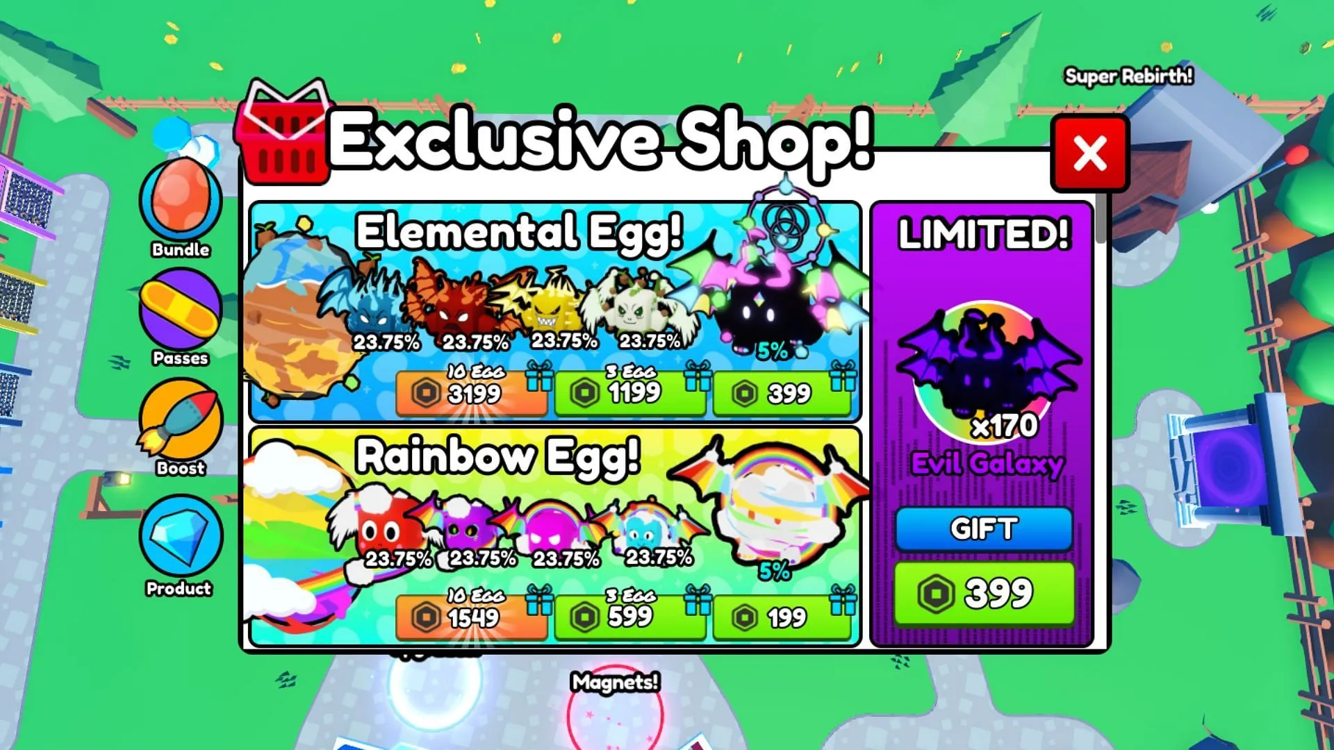 Shop for passes and boosts in Coin Magnet Simulator (Image via Roblox) Shop for passes and boosts in Coin Magnet Simulator (Image via Roblox)