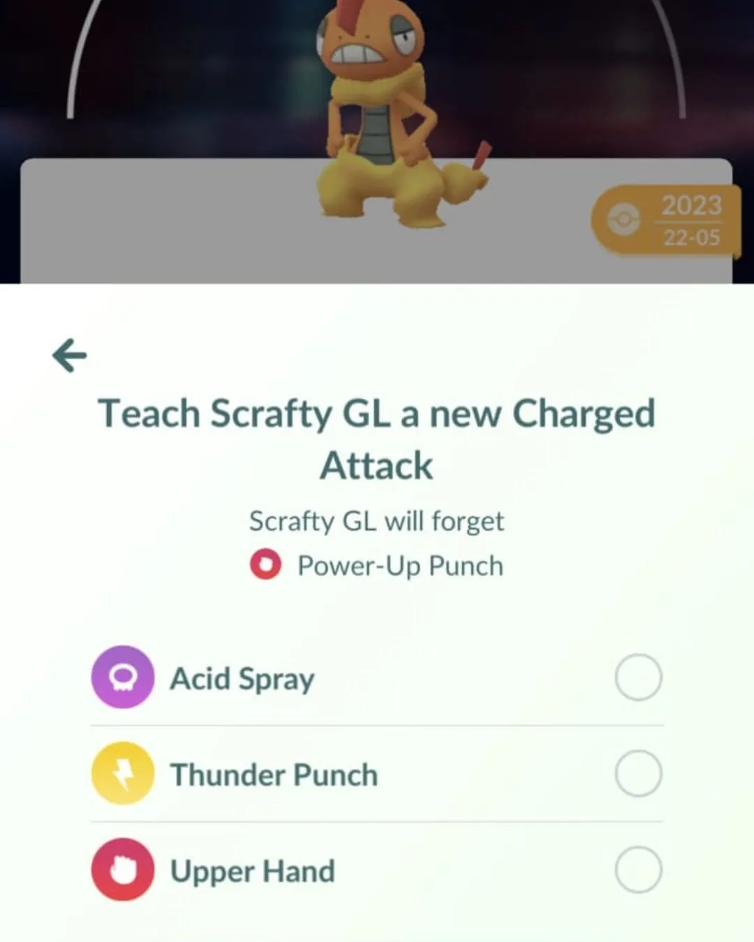 Scrafty can learn Upper Hand in Pokemon GO (Image via Sportskeeda Gaming / TPC) Scrafty can learn Upper Hand in Pokemon GO (Image via Sportskeeda Gaming / TPC)