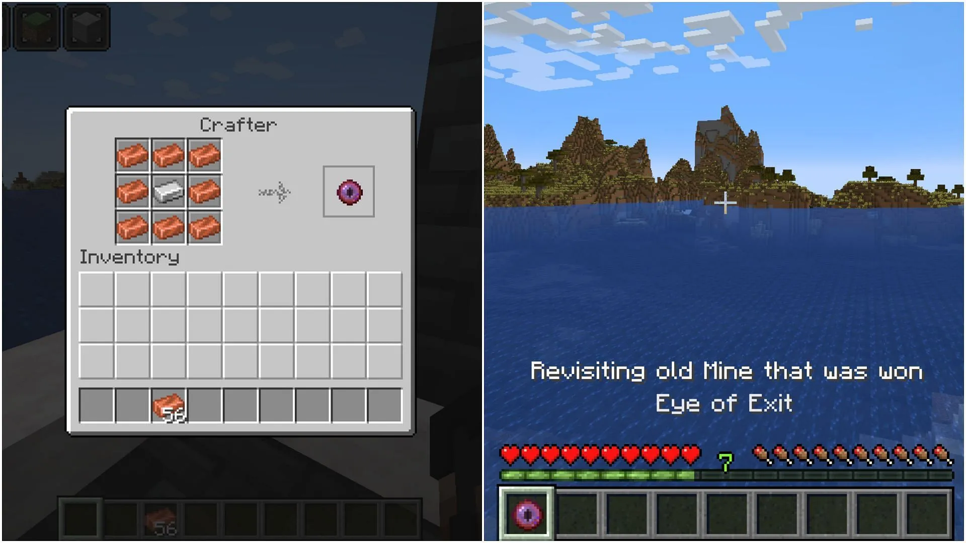 Craft the eye of exit using copper and iron ingots (Image via Sportskeeda Gaming || Mojang Studios)