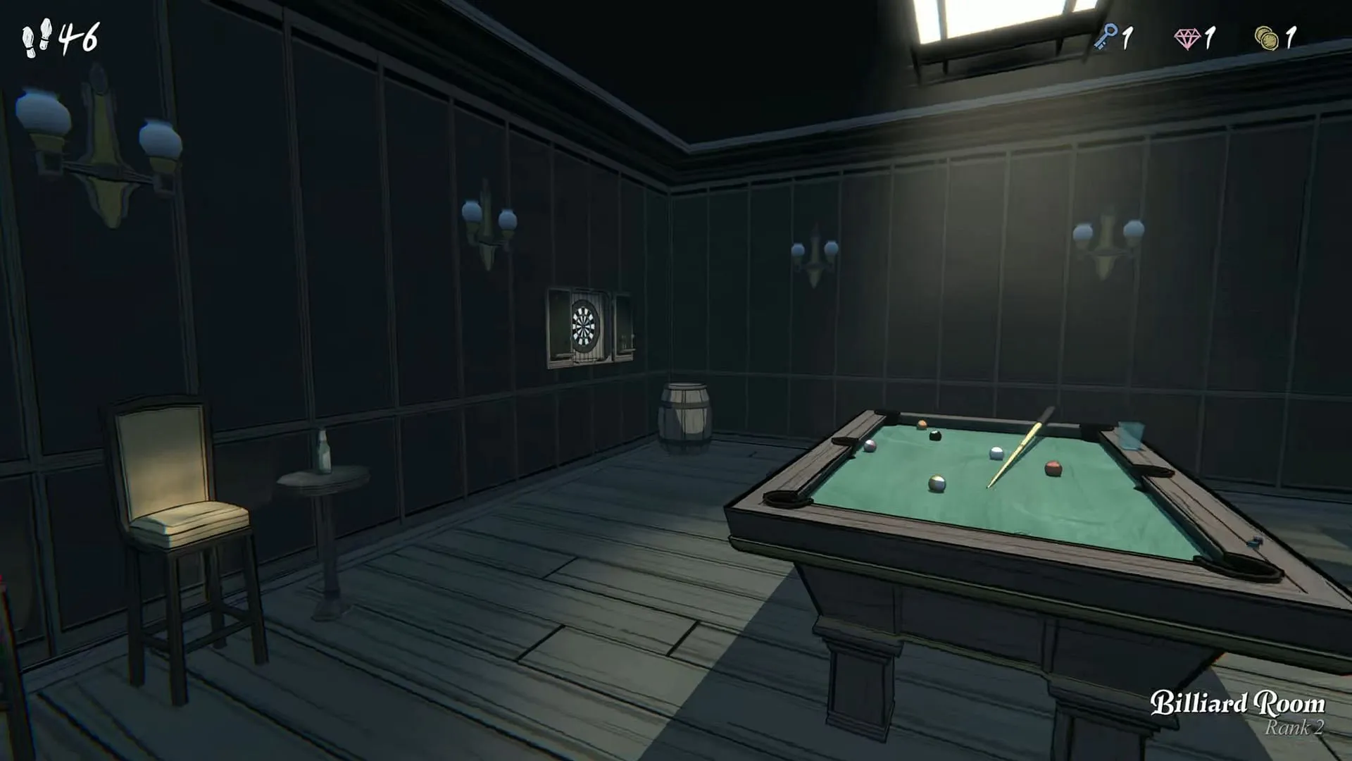 Location of the billiard room dartboard puzzle in Blue Prince (Image via Raw Fury) Location of the billiard room dartboard puzzle in Blue Prince (Image via Raw Fury)