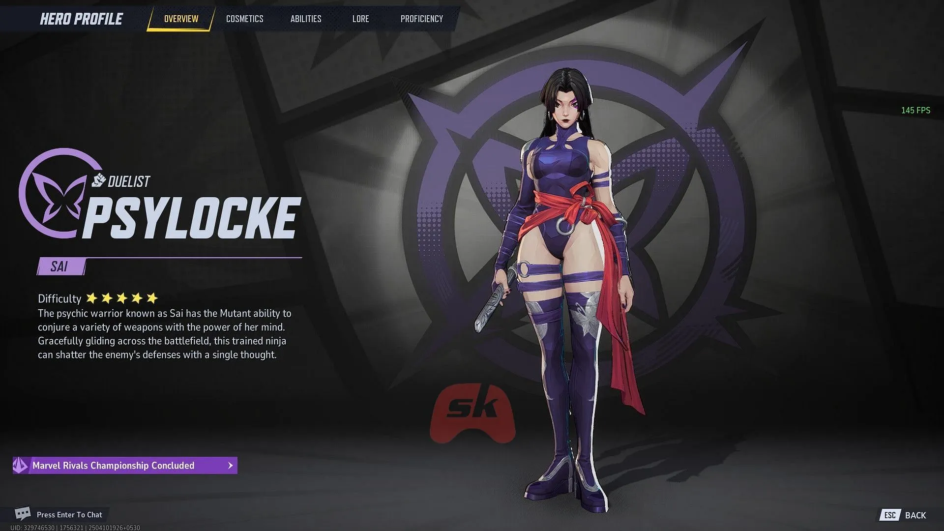 Psylocke (Image via Sportskeeda Gaming, NetEase Games) Psylocke (Image via Sportskeeda Gaming, NetEase Games)