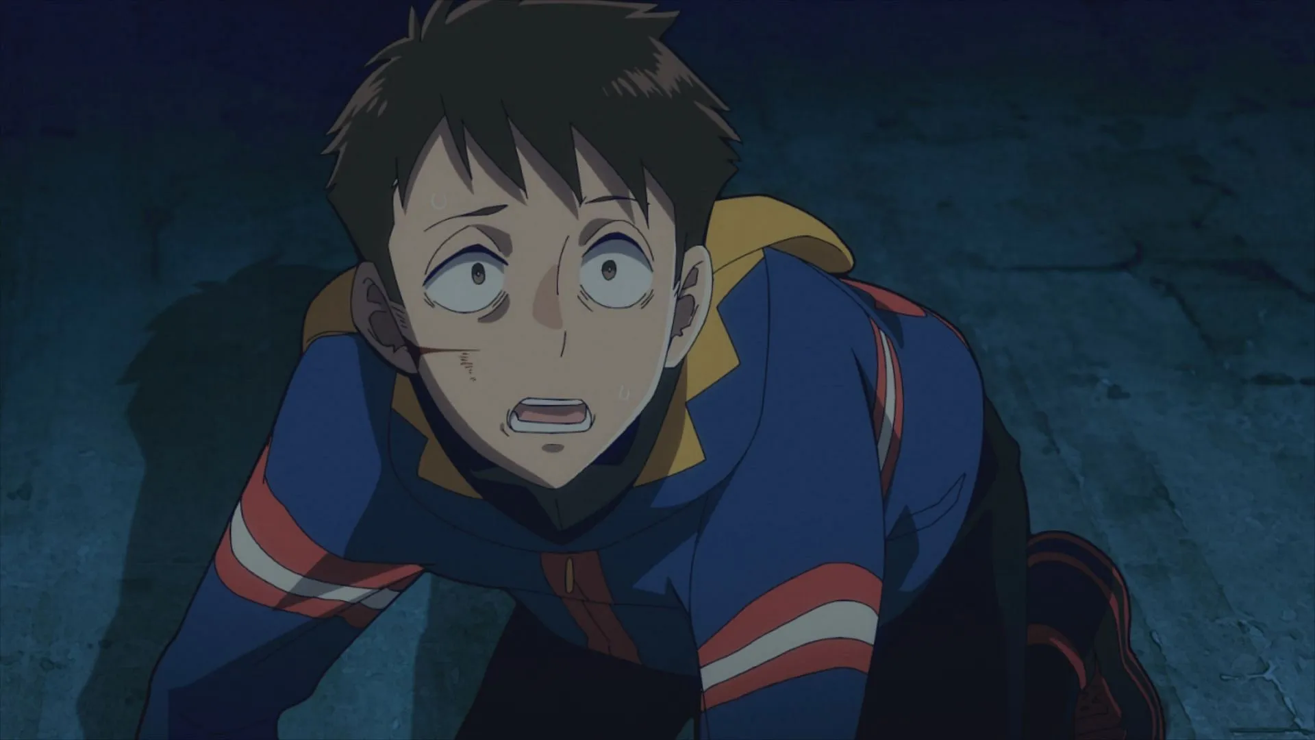 Koichi as Knucklehead enters in My Hero Academia: Vigilantes episode 1 (Image via Bones Film)