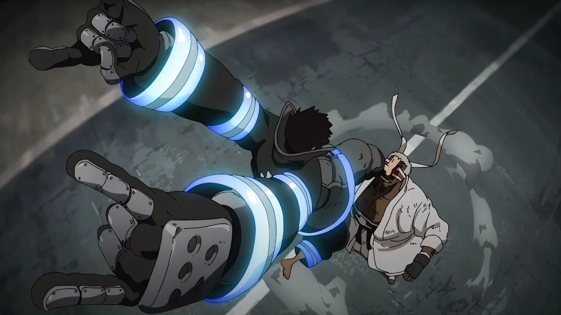 Shinra battles against Charon (Image via David Production)