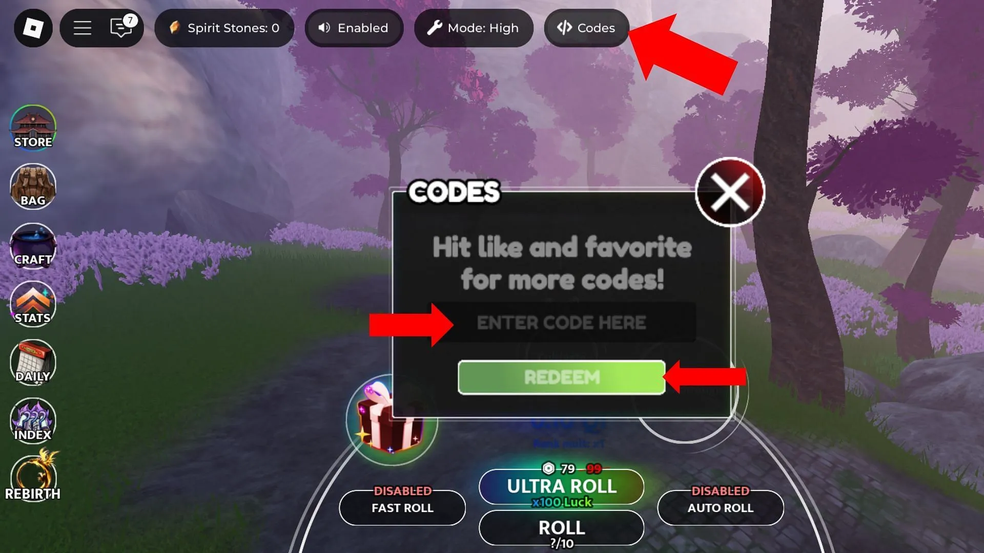 Enter active codes precisely to claim the corresponding rewards (Image via Roblox)