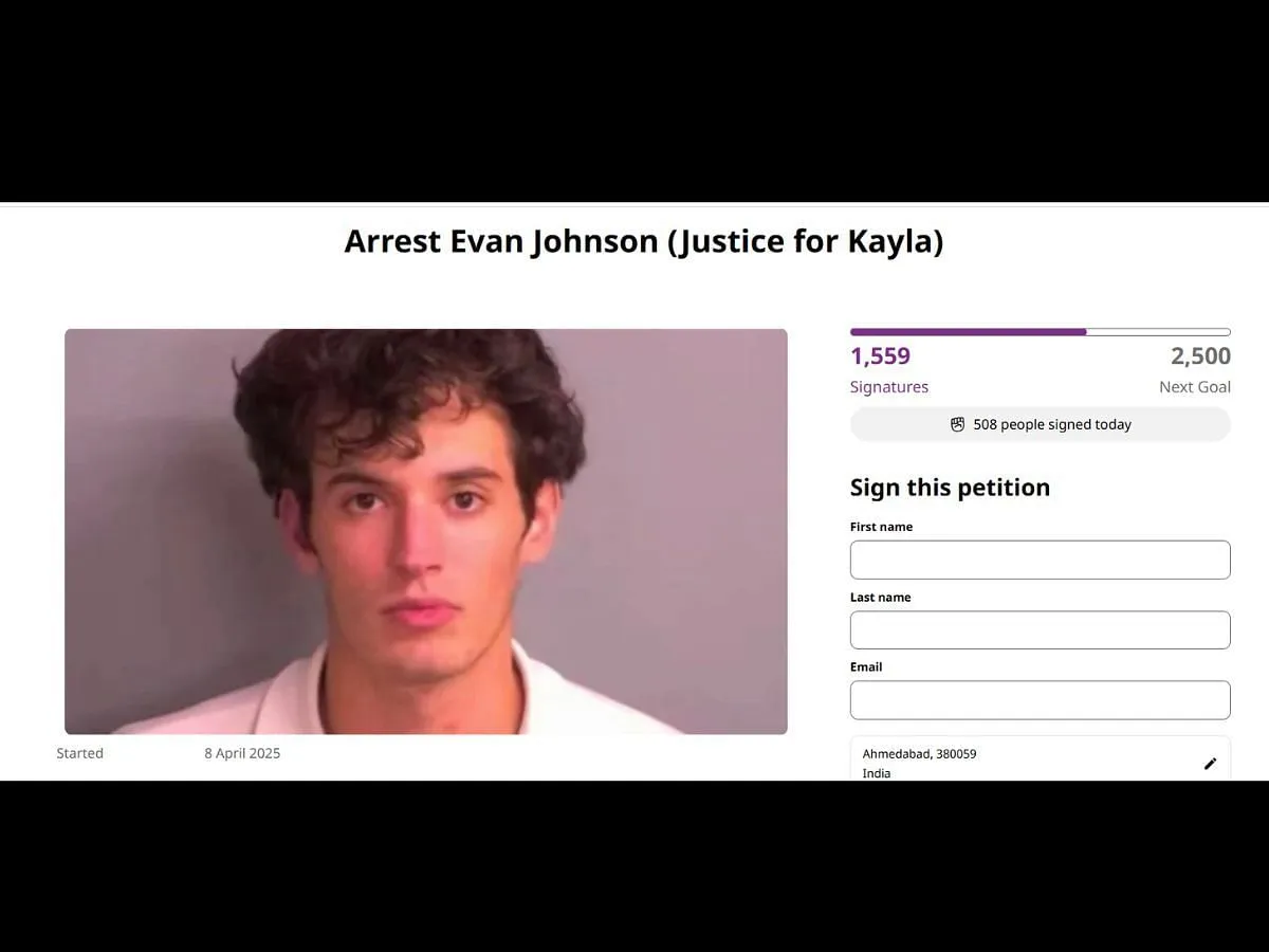 Petition calling for Evan Johnson's arrest amid Kayla Malecc's allegations