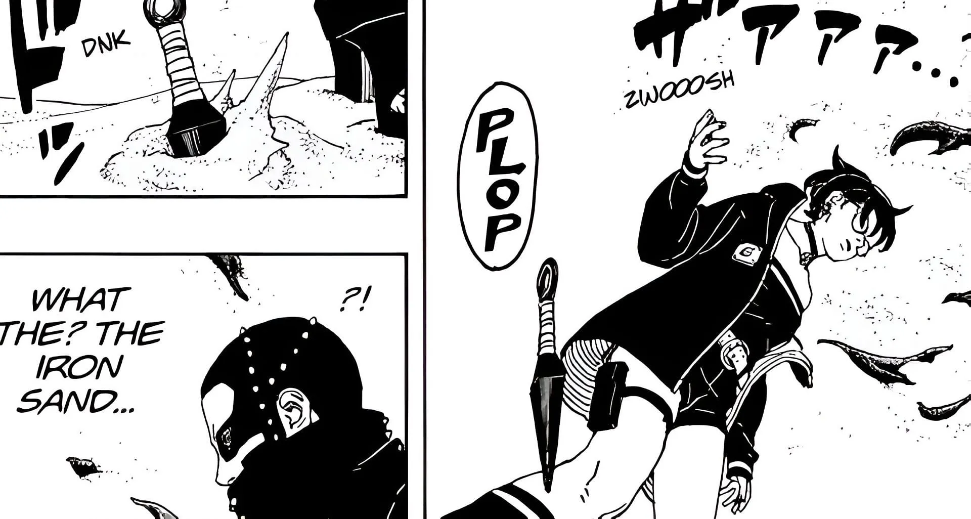 Sarada throwing the kunai away (Image via Mikio Ikemoto and Masashi Kishimoto/Shueisha)