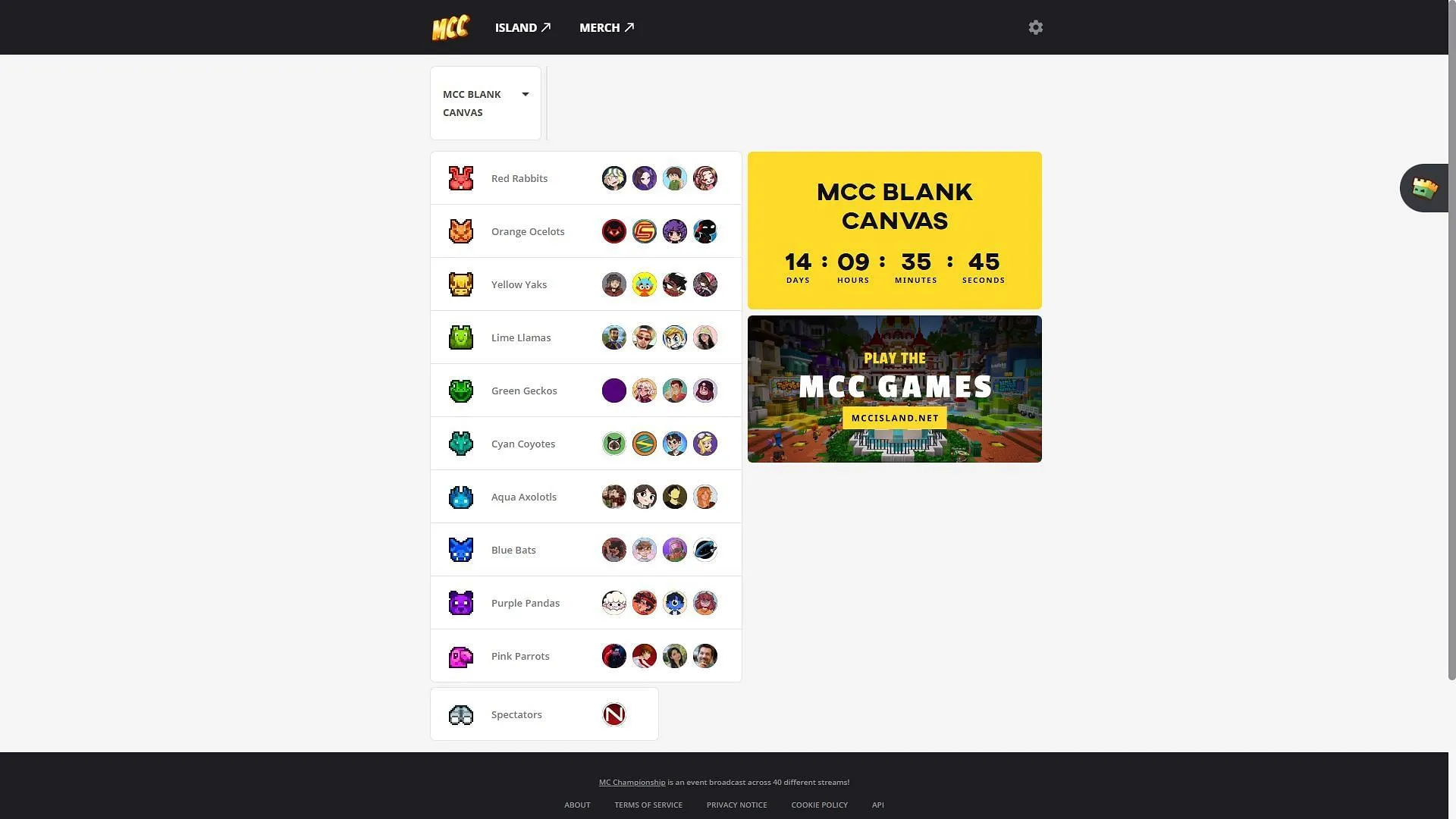 Watch the MCC Blank Canvas through official streamer links Watch the MCC Blank Canvas through official streamer links
