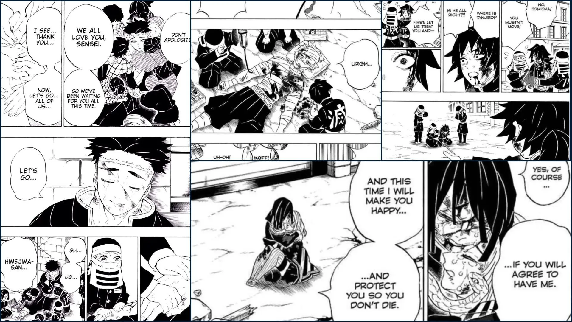 While Sanemi and Giyu survived, Gyomei, Obanai, and Mitsuri were the major Demon Slayer deaths from Chapter 200 (Image via Shueisha) While Sanemi and Giyu survived, Gyomei, Obanai, and Mitsuri were the major Demon Slayer deaths from Chapter 200 (Image via Shueisha)