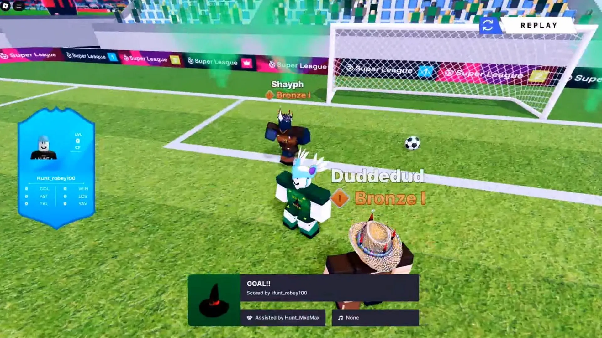 Shayph excelled defensively in 'Super League Soccer' during the Mega Final (Image via YouTube/Roblox)