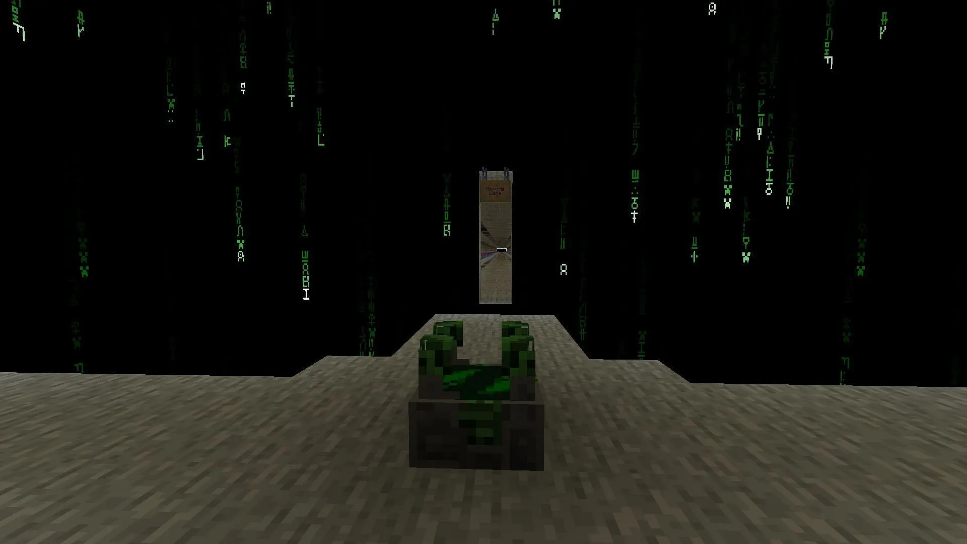 The Matrix-themed visuals enhance the Minecraft experience in April Fools 2025.