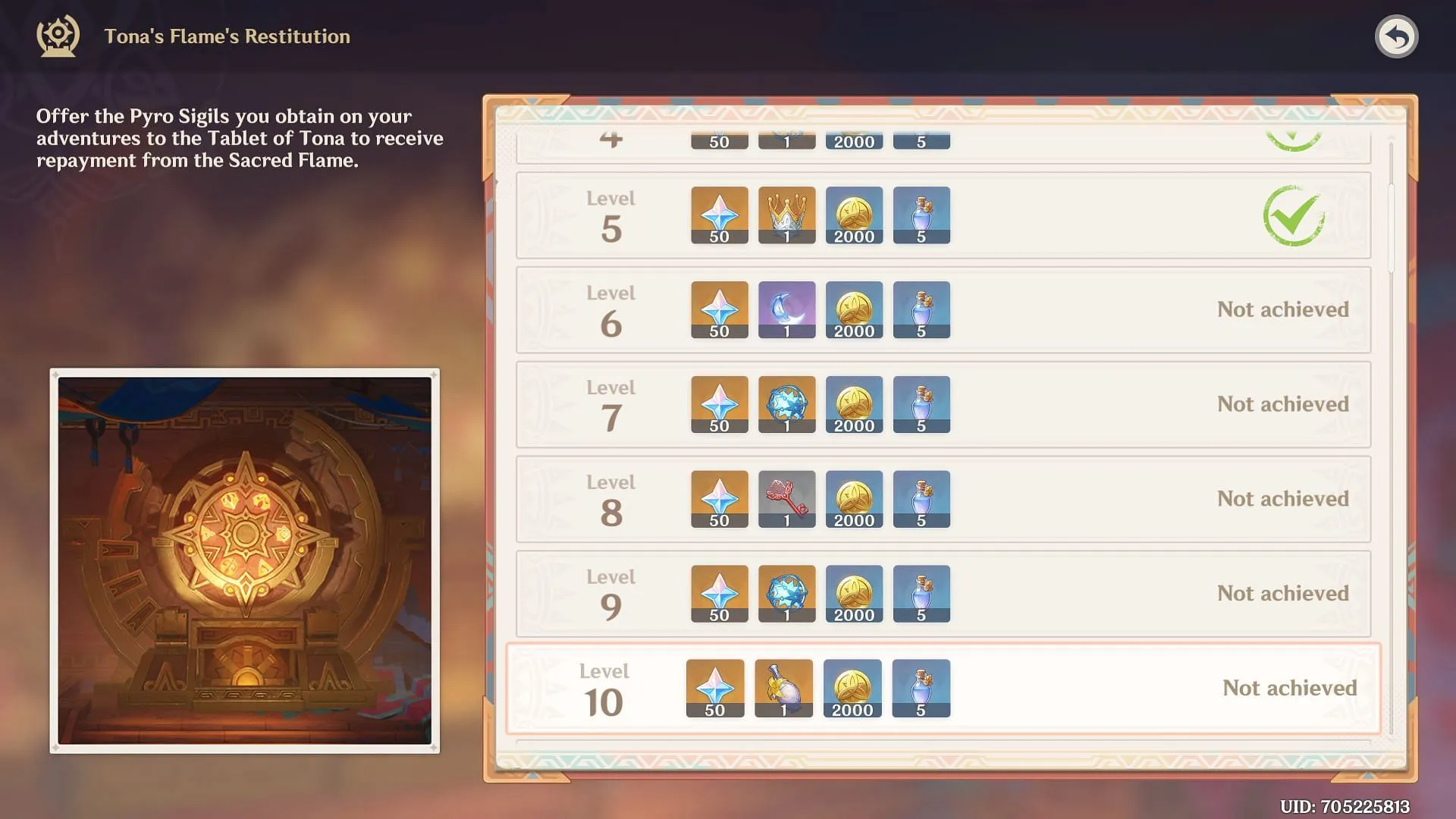 Tablet of Tona rewards (Image via Sportskeeda Gaming || HoYoverse) Tablet of Tona rewards (Image via Sportskeeda Gaming || HoYoverse)