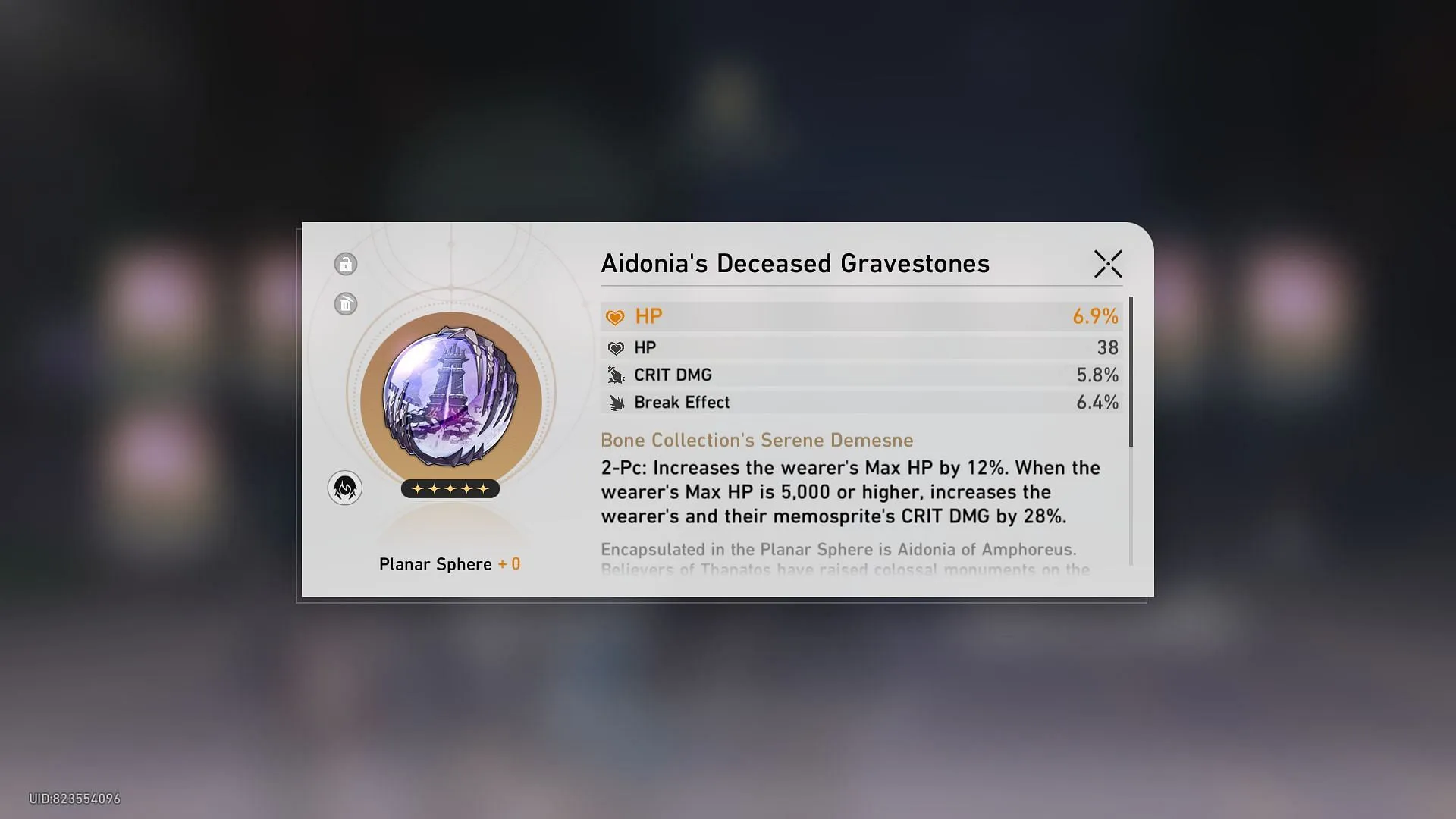A Planar Ornament piece with HP main stat (Image via Sportskeeda Gaming || HoYoverse) A Planar Ornament piece with HP main stat (Image via Sportskeeda Gaming || HoYoverse)