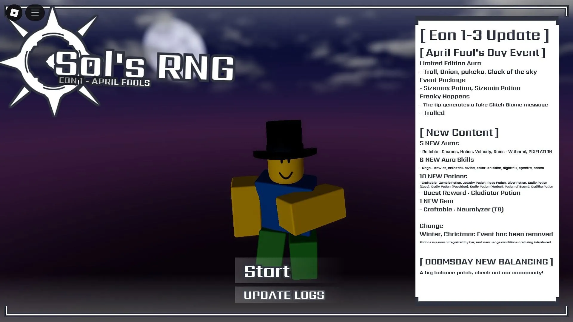 In-game update log (Image via Roblox) In-game update log (Image via Roblox)