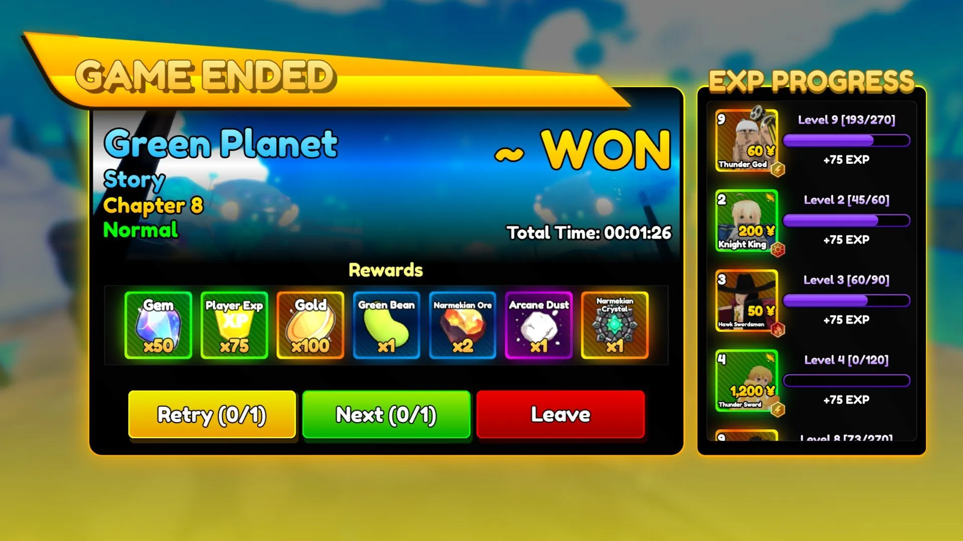 Earn Gems through various gameplay modes (Image via Roblox)