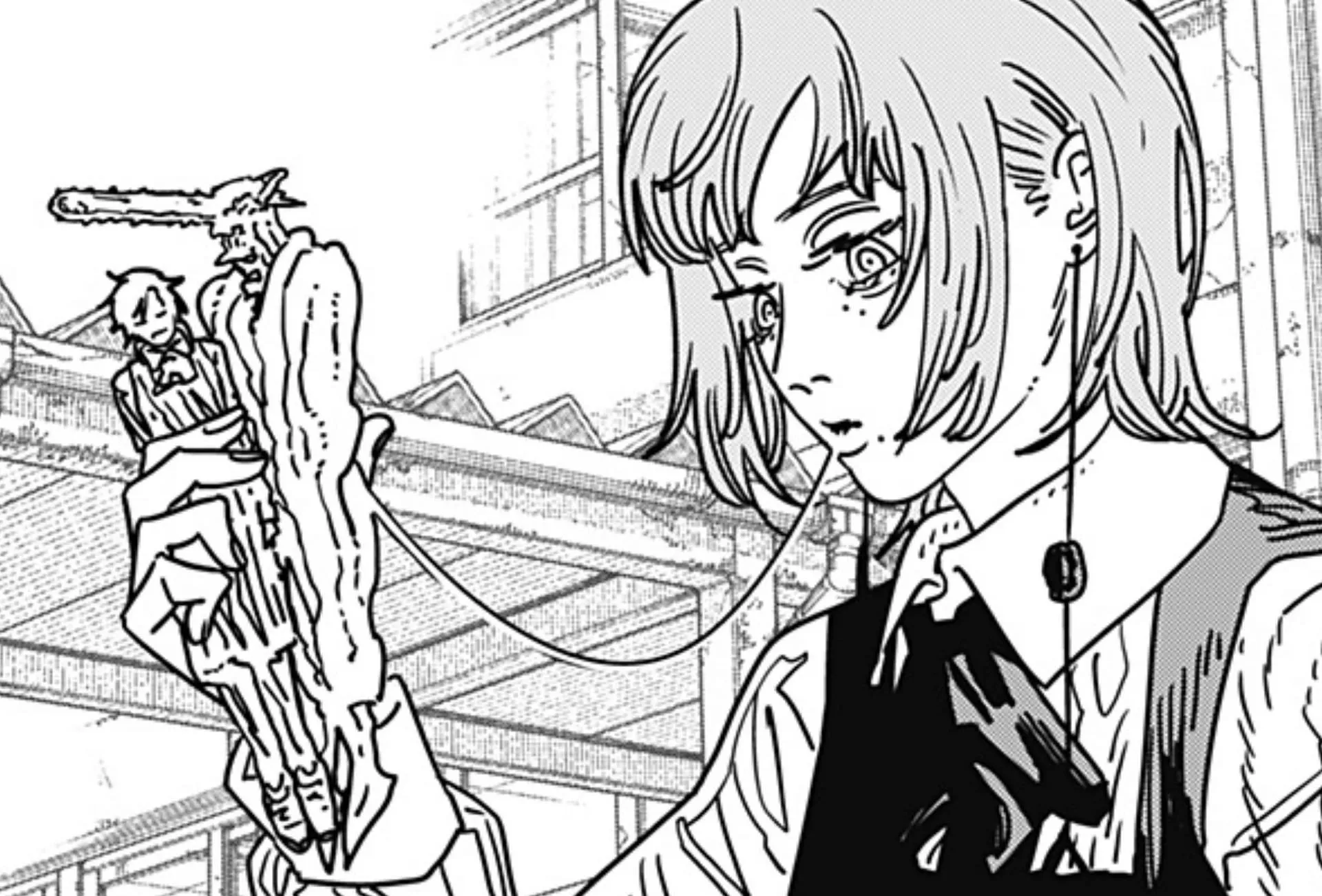 Death Devil releasing Famine and Fake Chainsaw Man (Image via Shueisha) Death Devil releasing Famine and Fake Chainsaw Man (Image via Shueisha)