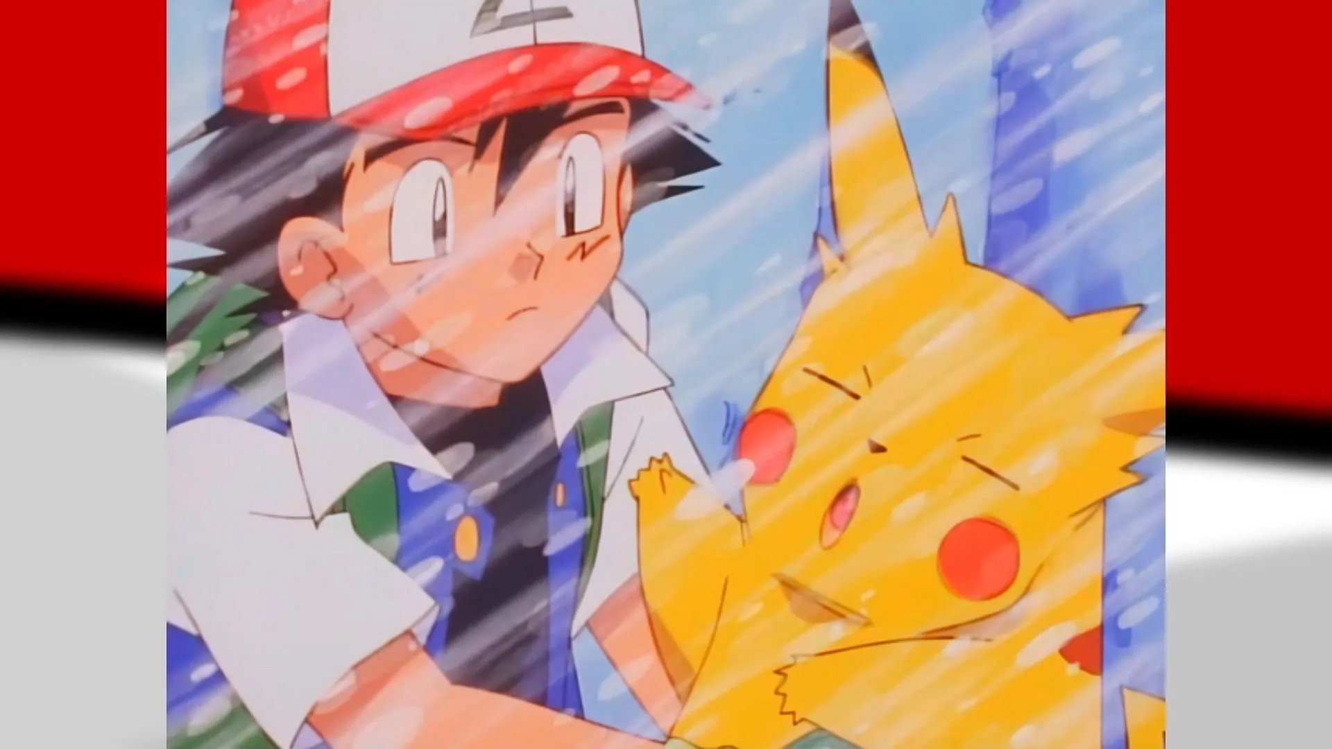 Ash's Pikachu imitating Brock in the episode Snow Way Out (Image via The Pokemon Company)
