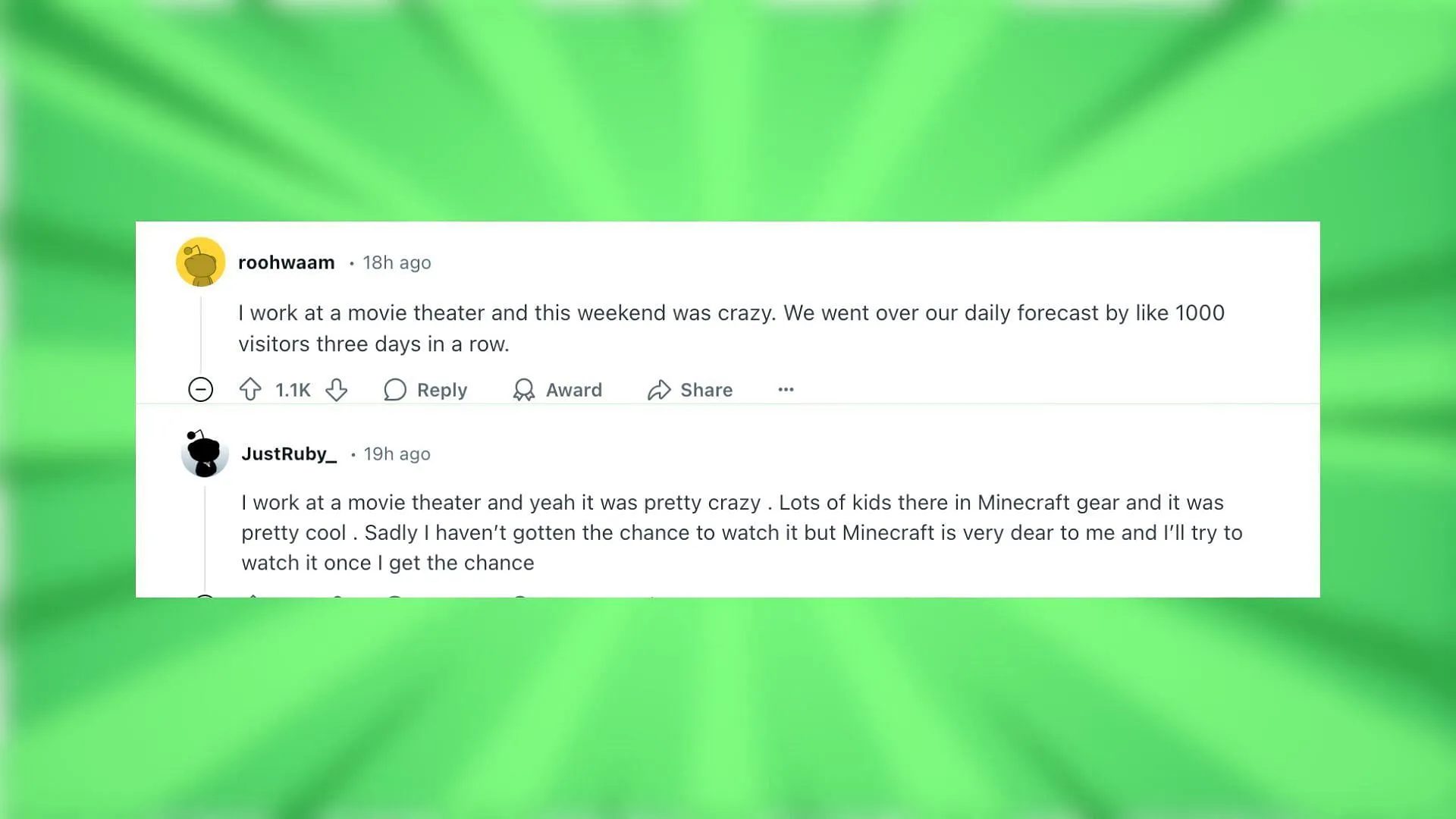 Redditors react to the movie being a hit (Image via Reddit)