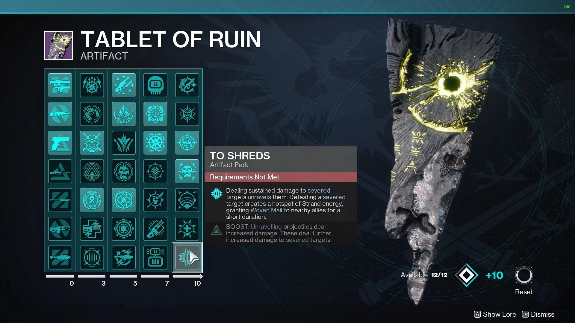 To Shreds Artifact perk in Destiny 2 (Image via Bungie)