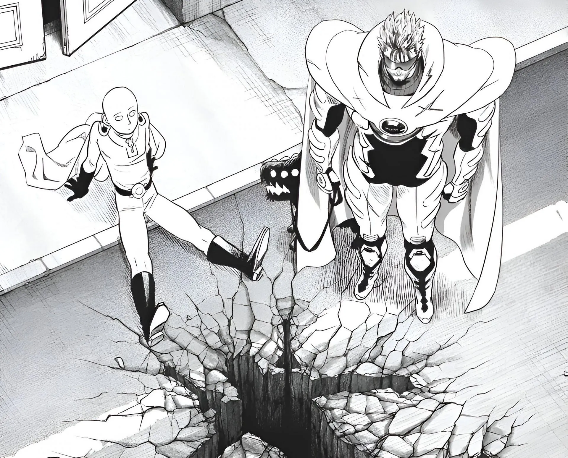 Saitama and Blast as seen in the One Punch Man chapter 201 redraw (Image via Shueisha)