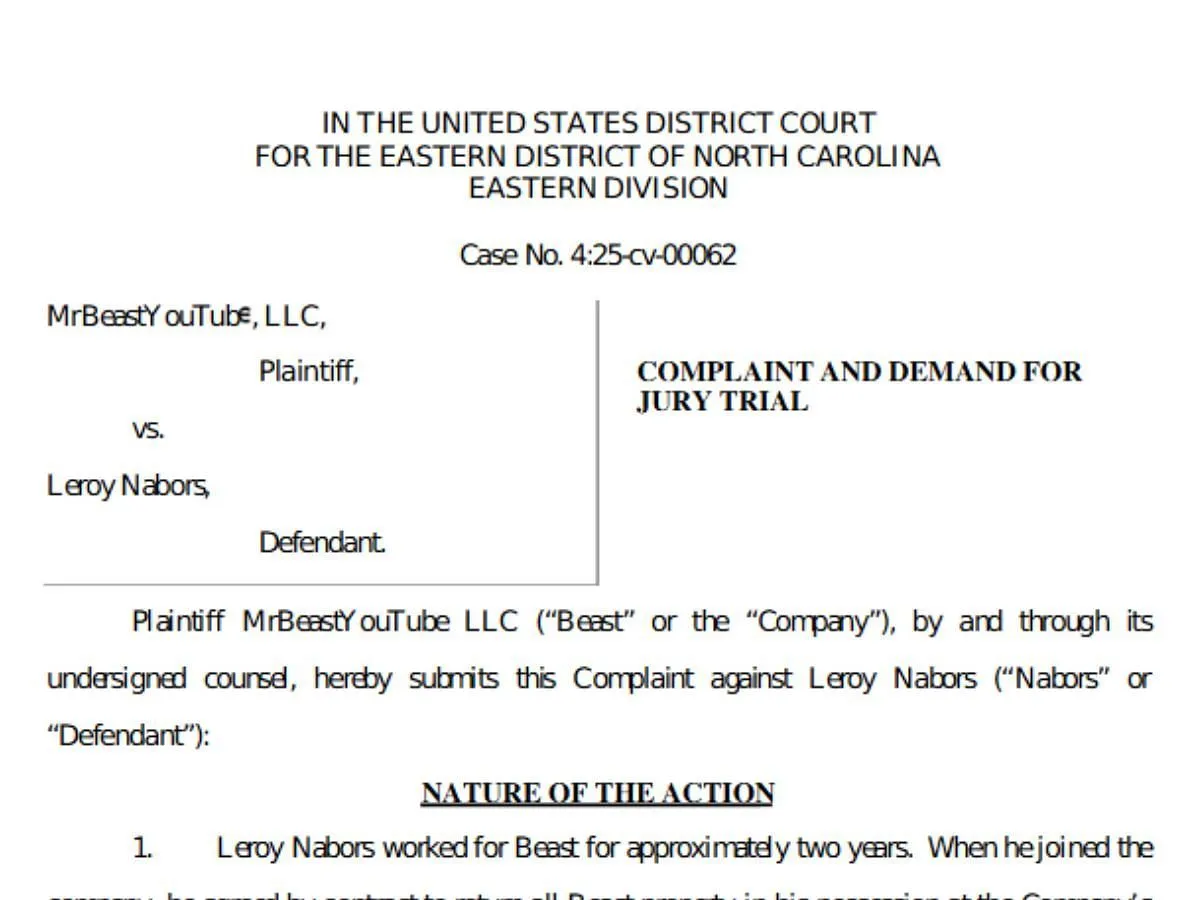 MrBeast's lawsuit is publicly available on Scribd (Image via www.scribd.com)