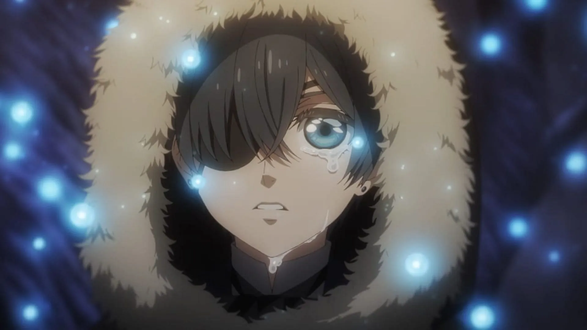 Ciel Phantomhive, as seen crying in the episode (Image via Cloverworks) Ciel Phantomhive, as seen crying in the episode (Image via Cloverworks)