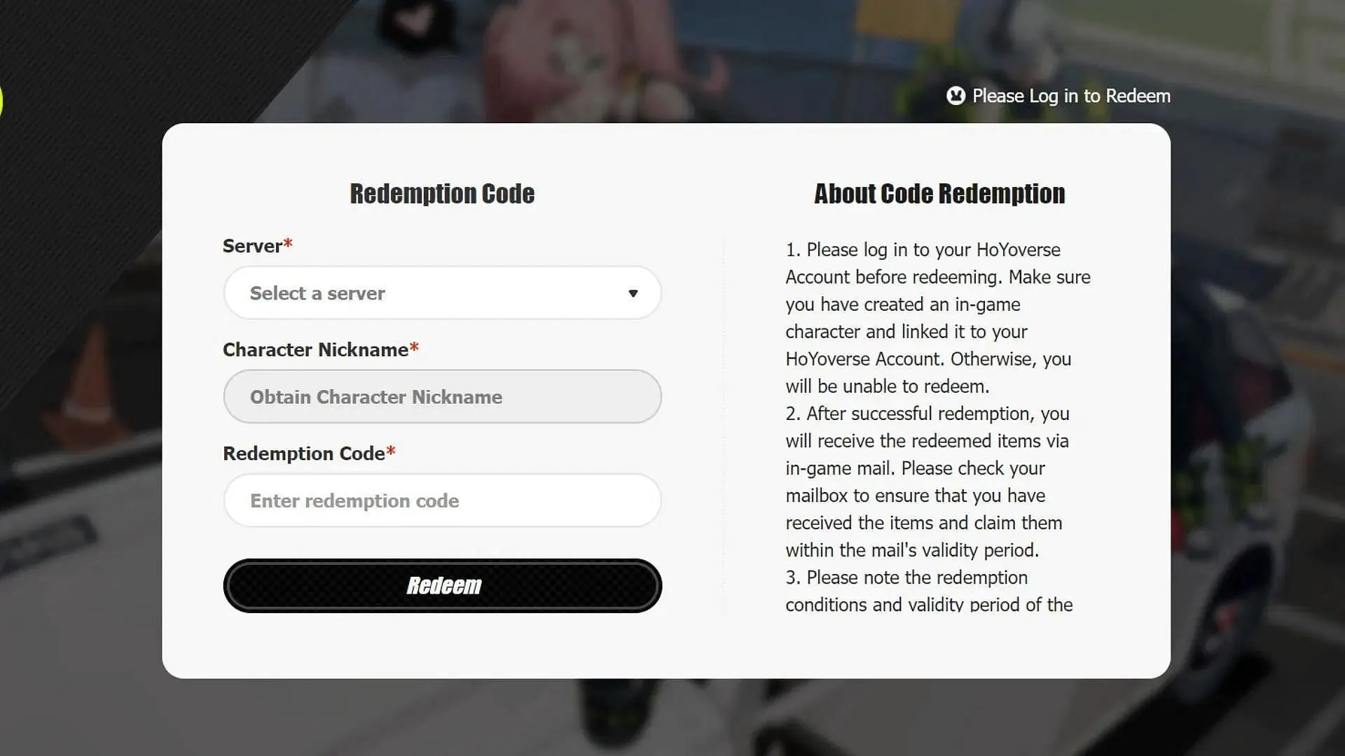 How to redeem on official website (Image via HoYoverse) How to redeem on official website (Image via HoYoverse)