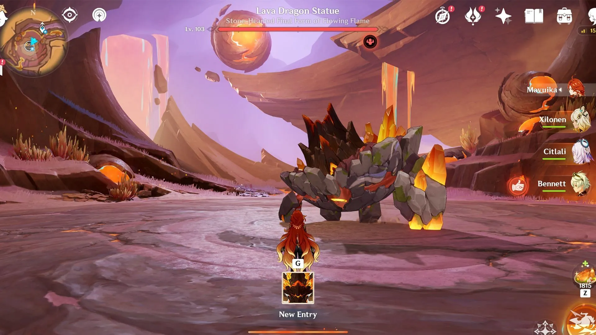 The Lava Dragon Statue boss in Natlan is the latest World Boss to be added in game (Image via Sportskeeda Gaming/HoYoverse)