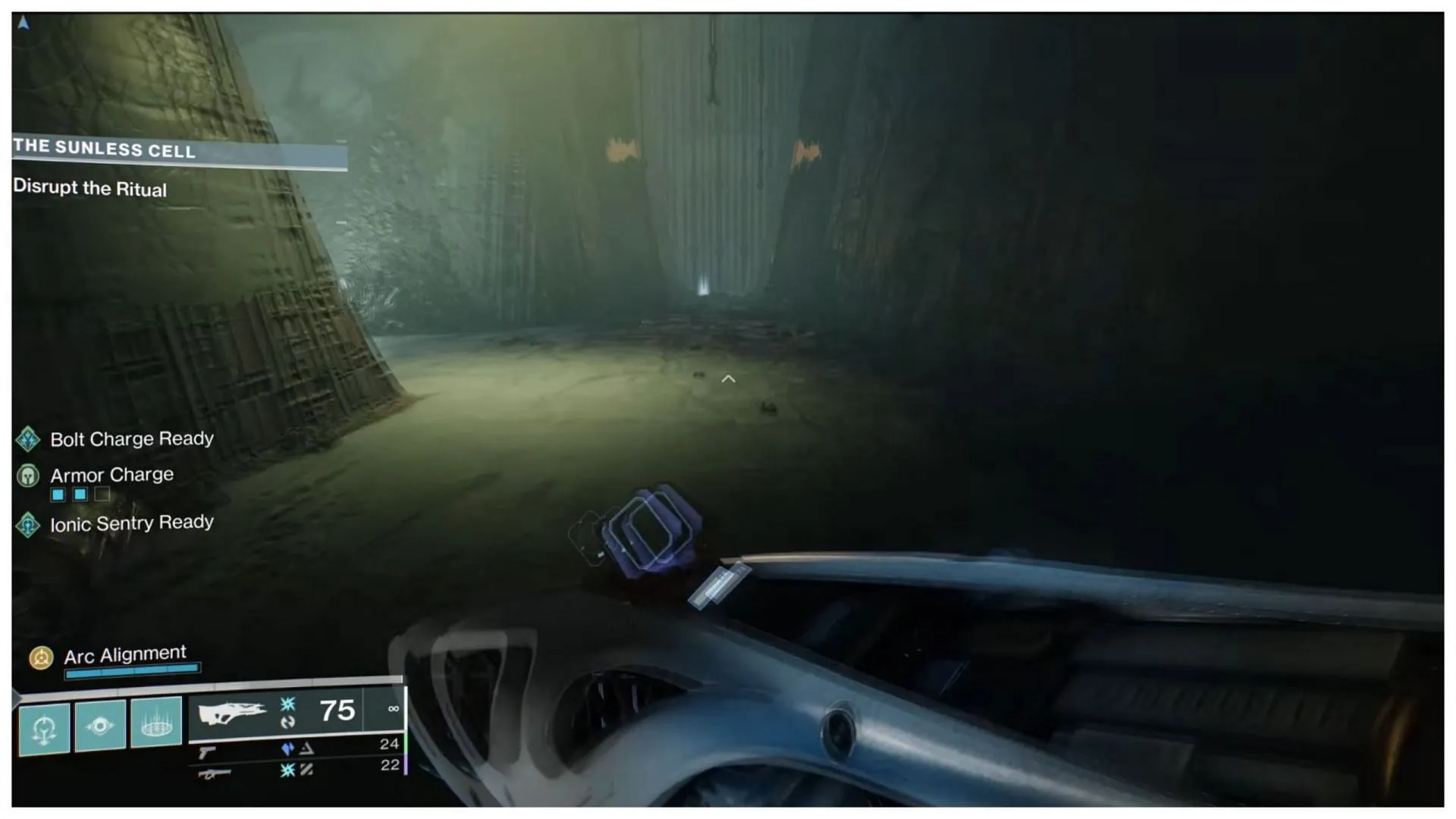 First Fragment location in Destiny 2 Sunless Cell (Image via Bungie/Esoterickk YT) First Fragment location in Destiny 2 Sunless Cell (Image via Bungie/Esoterickk YT)