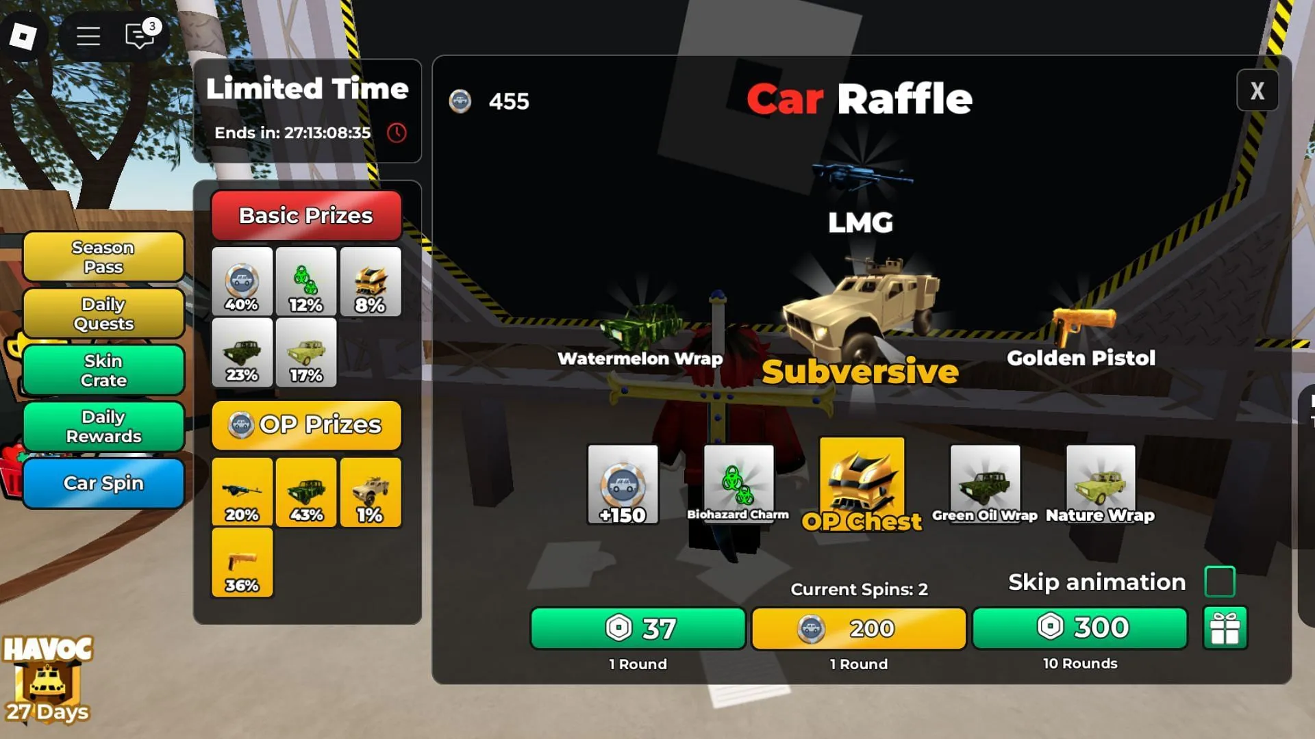 Car Raffle in A Dusty Trip (Image via Roblox)