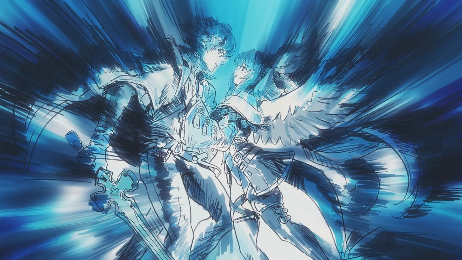 Ky and Dizzy, frozen in the magical barrier (Image via SANZIGEN)
