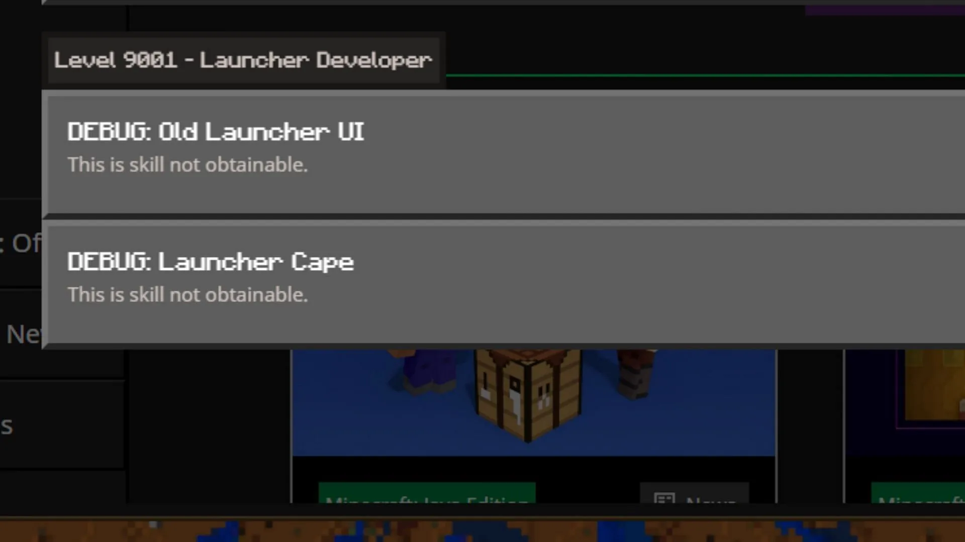 Level 9001 shows that it can unlock the old launcher UI and a special launcher cape (Image via Sportskeeda Gaming || Mojang Studios)