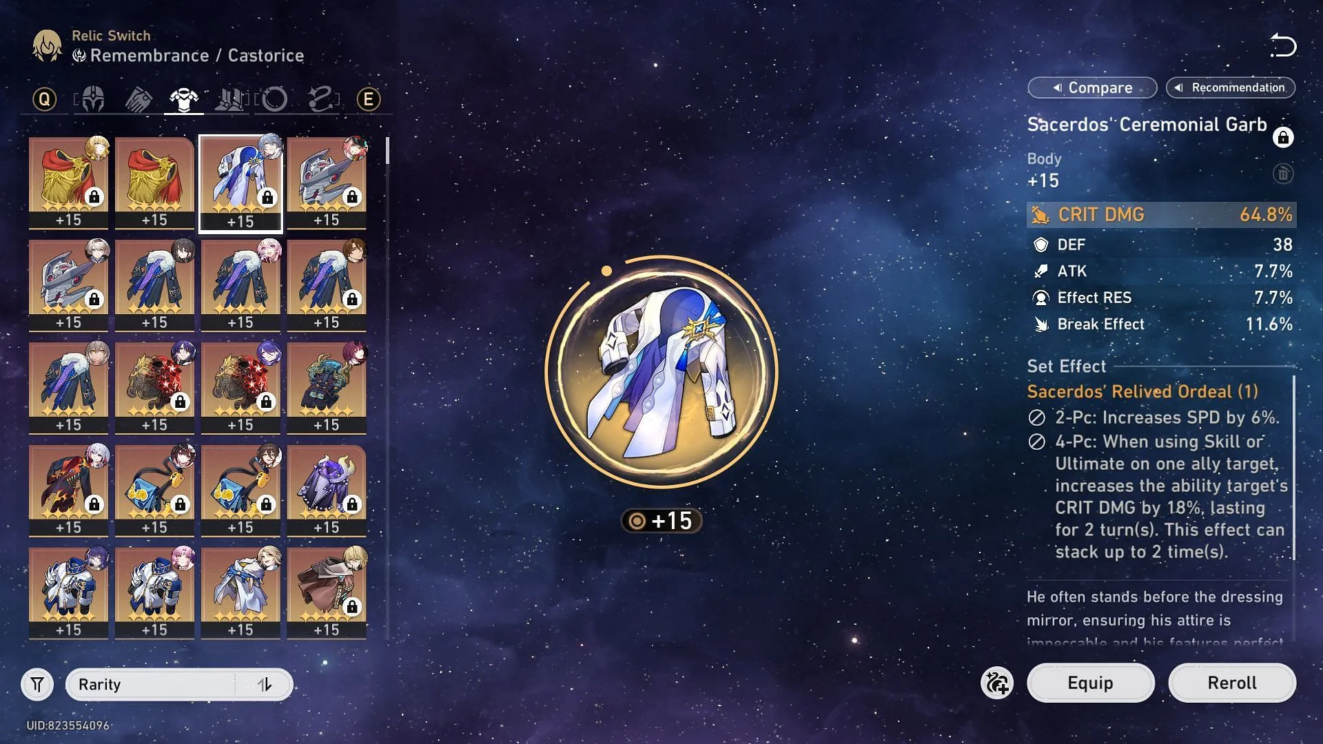 A Relic piece with CRIT DMG as its main stat (Image via Sportskeeda Gaming || HoYoverse)