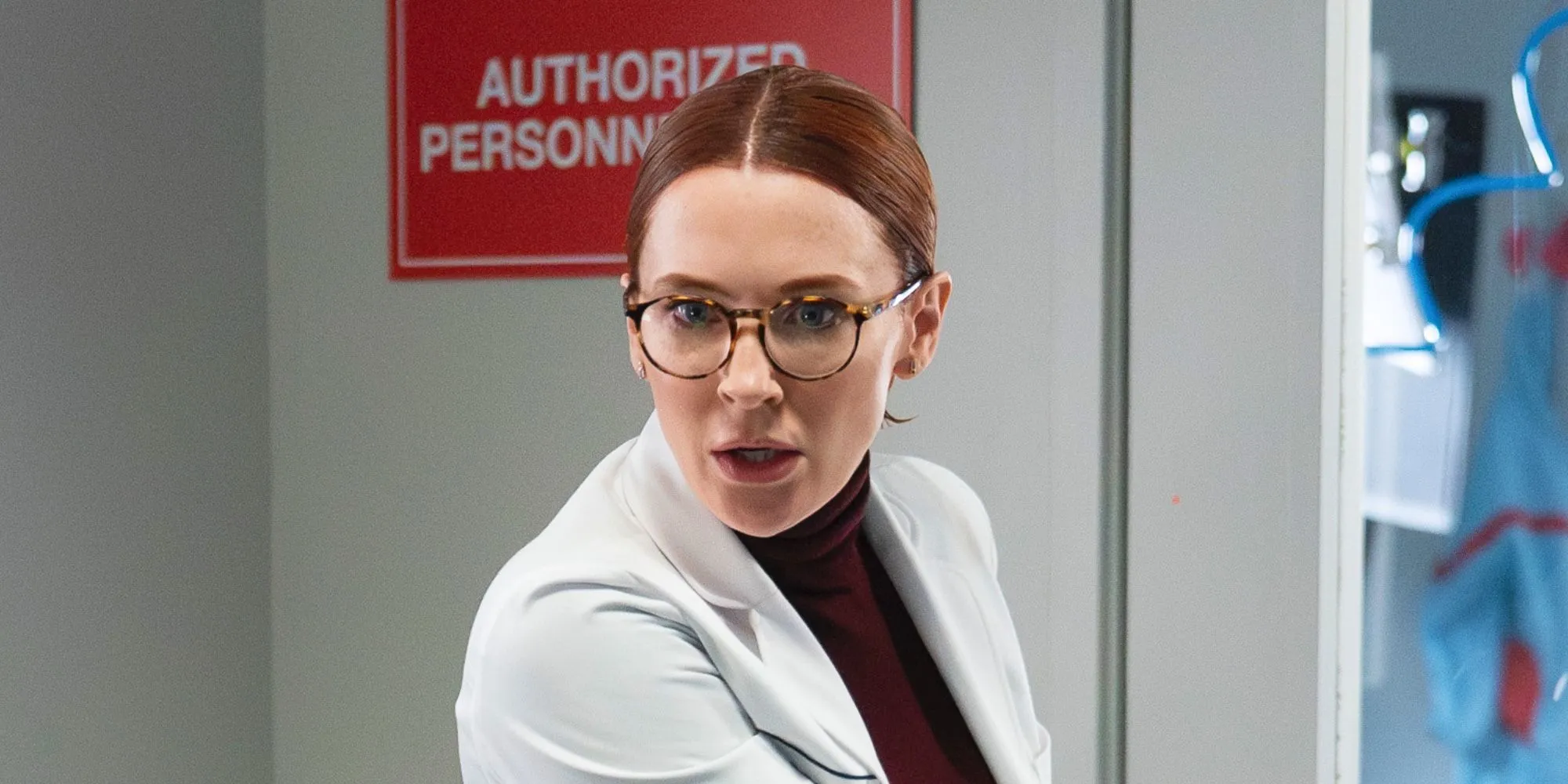 Bridget Regan as Moira in 9-1-1 season 8, episode 14 looking shocked. Bridget Regan as Moira in 9-1-1 season 8, episode 14 looking shocked.