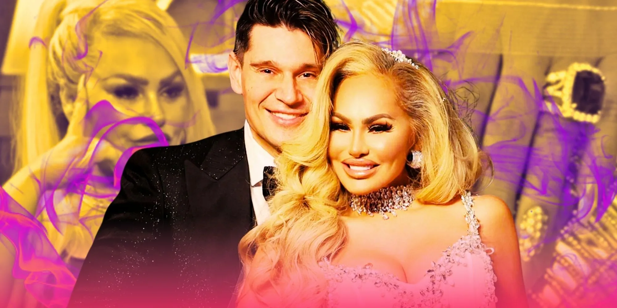 90 Day Fiance Darcey Silva and Georgi Rusev in wedding photo with Darcey montage background