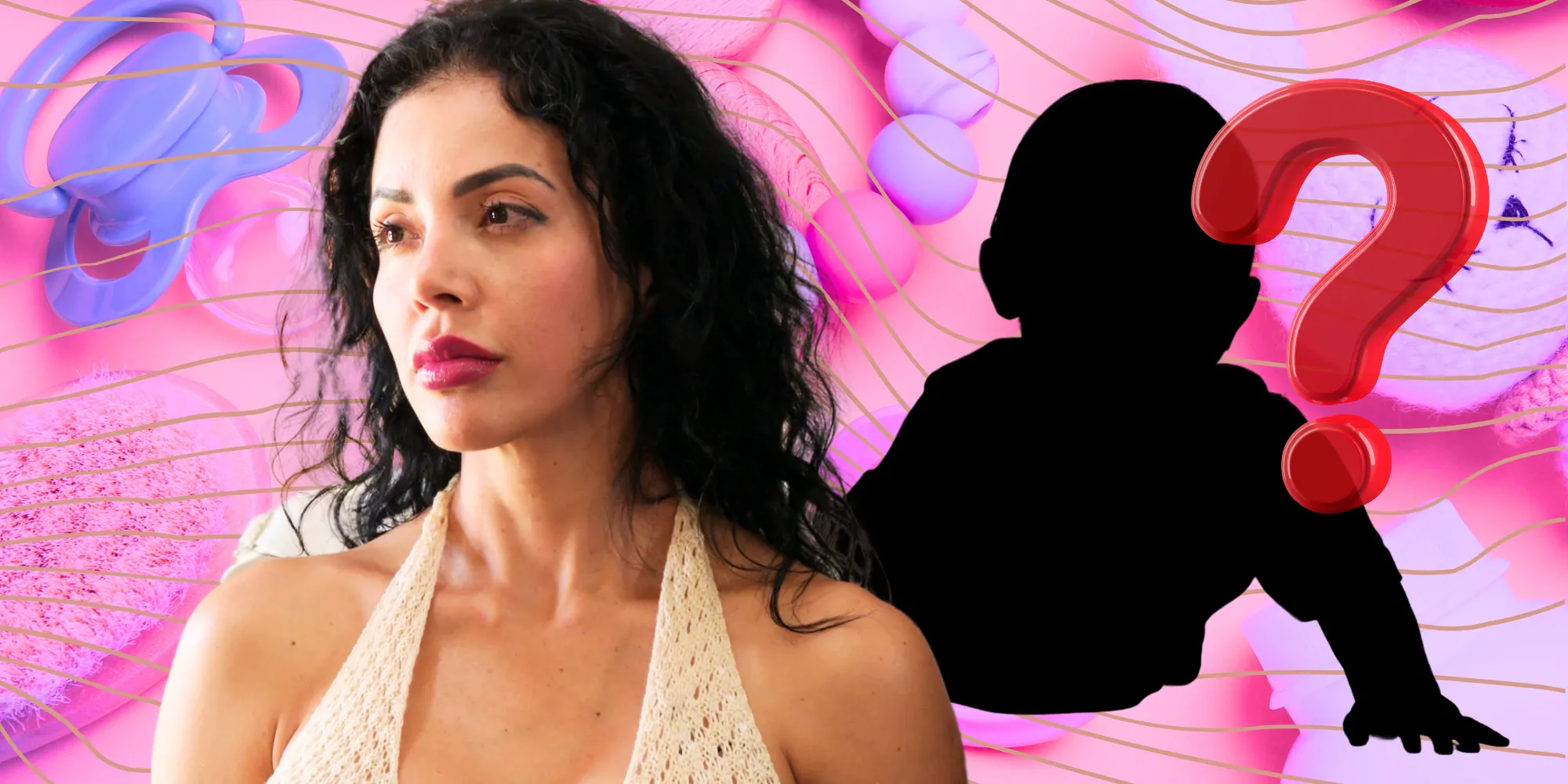 90 Day Fiancé's Jasmine Pineda next to silhouette of baby and red question mark. 90 Day Fiancé's Jasmine Pineda next to silhouette of baby and red question mark.