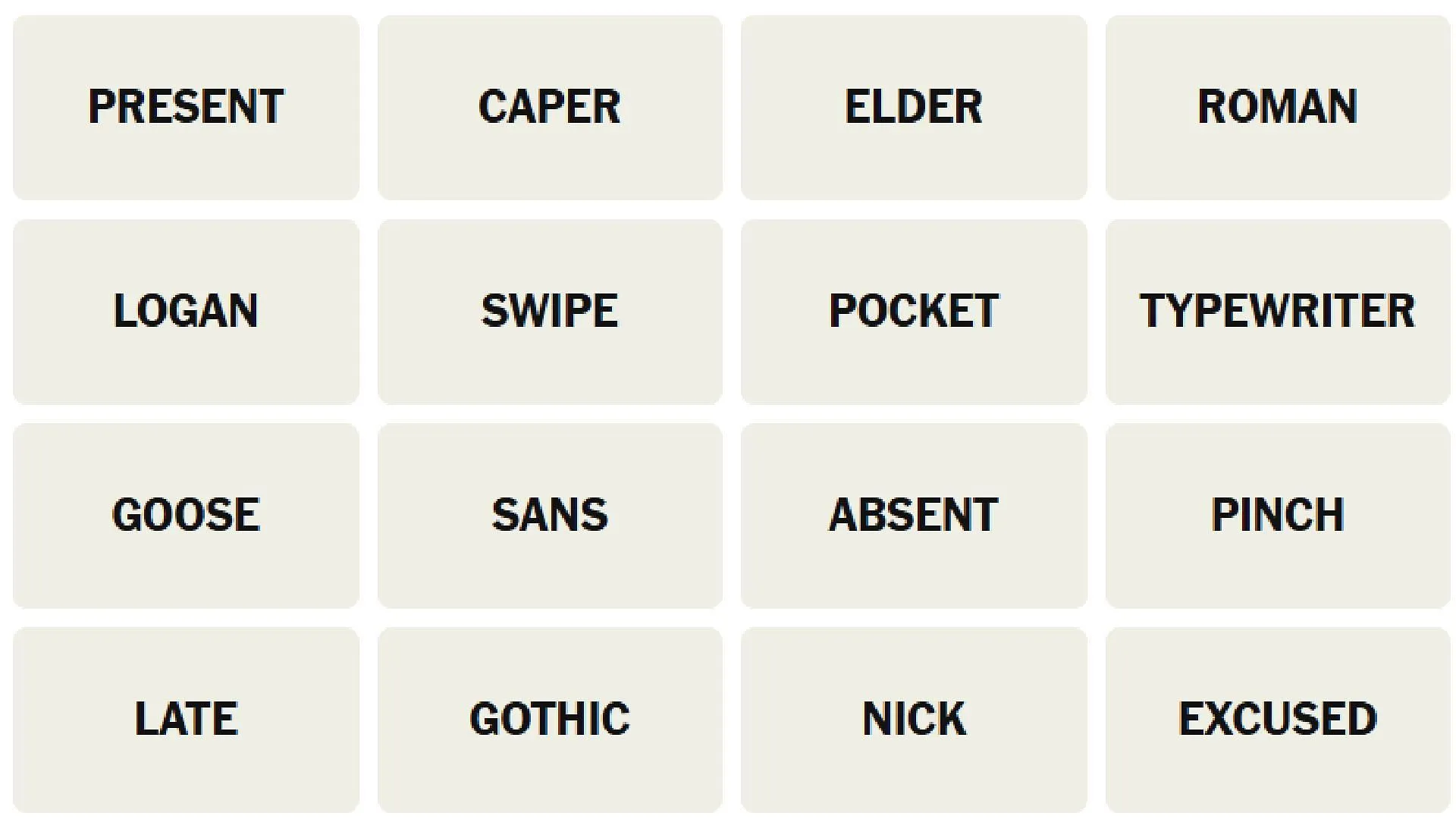 All NYT Connections words for today (Image via The New York Times)