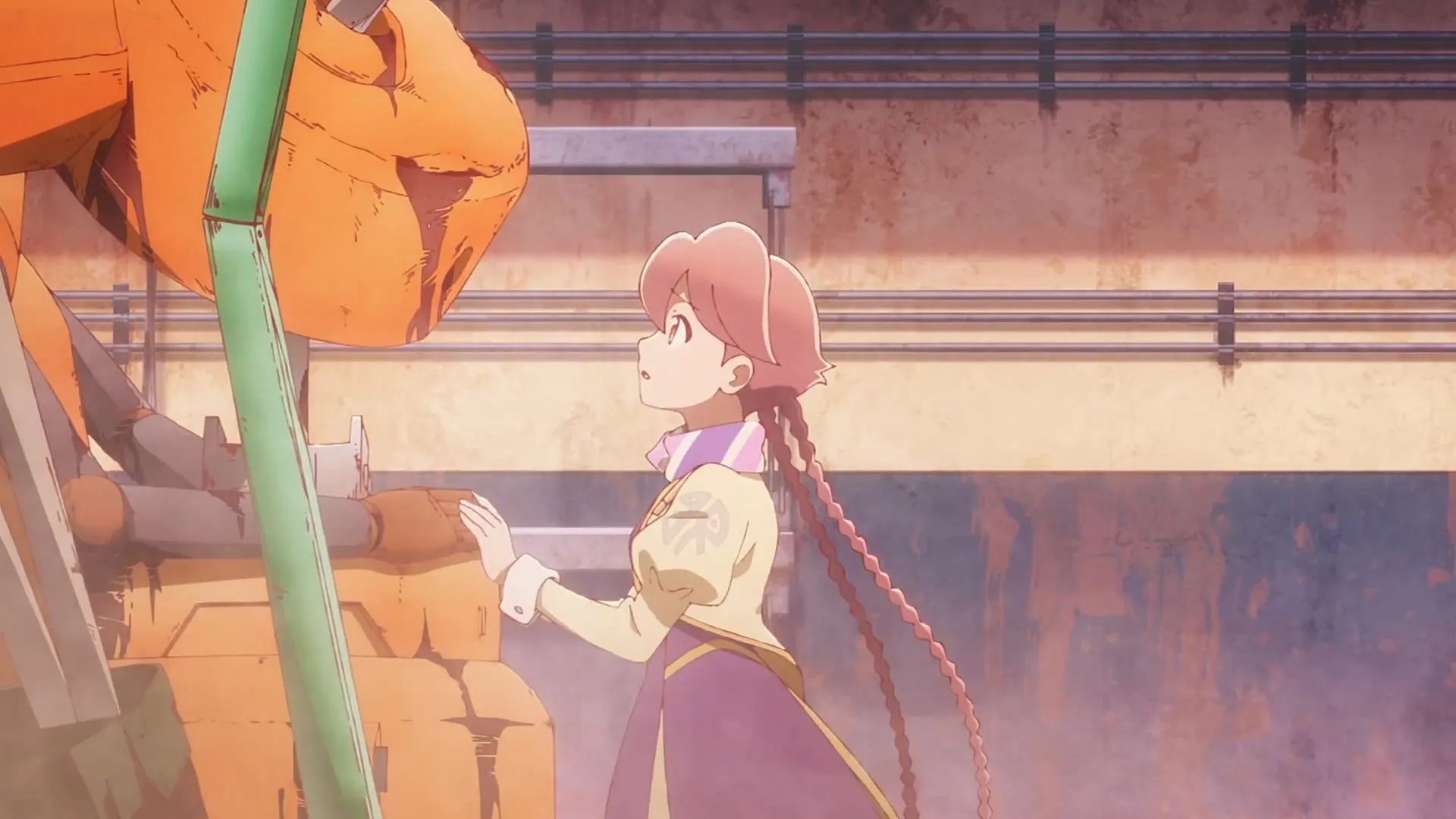 Driller Robot and Yachiyo as seen in Apocalypse Hotel episode 1 (Image via CygamesPictures)